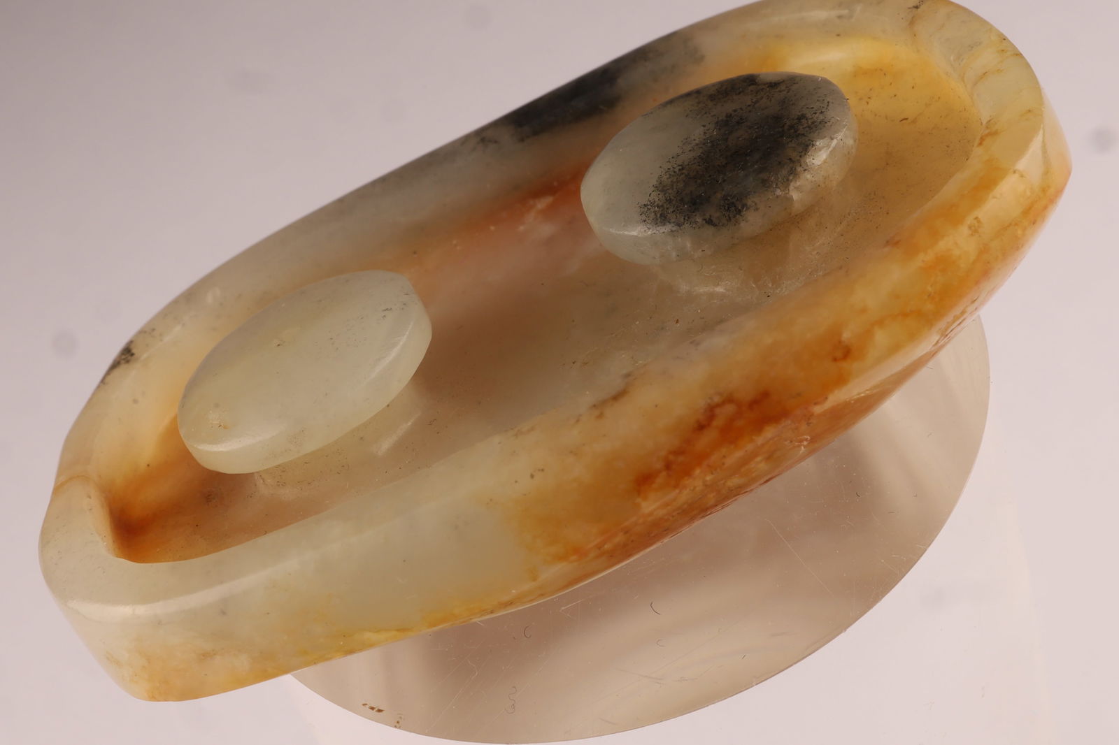 Antique Chinese White Jade Pebble Belt Buckle with Russet Skin (1 of 6)