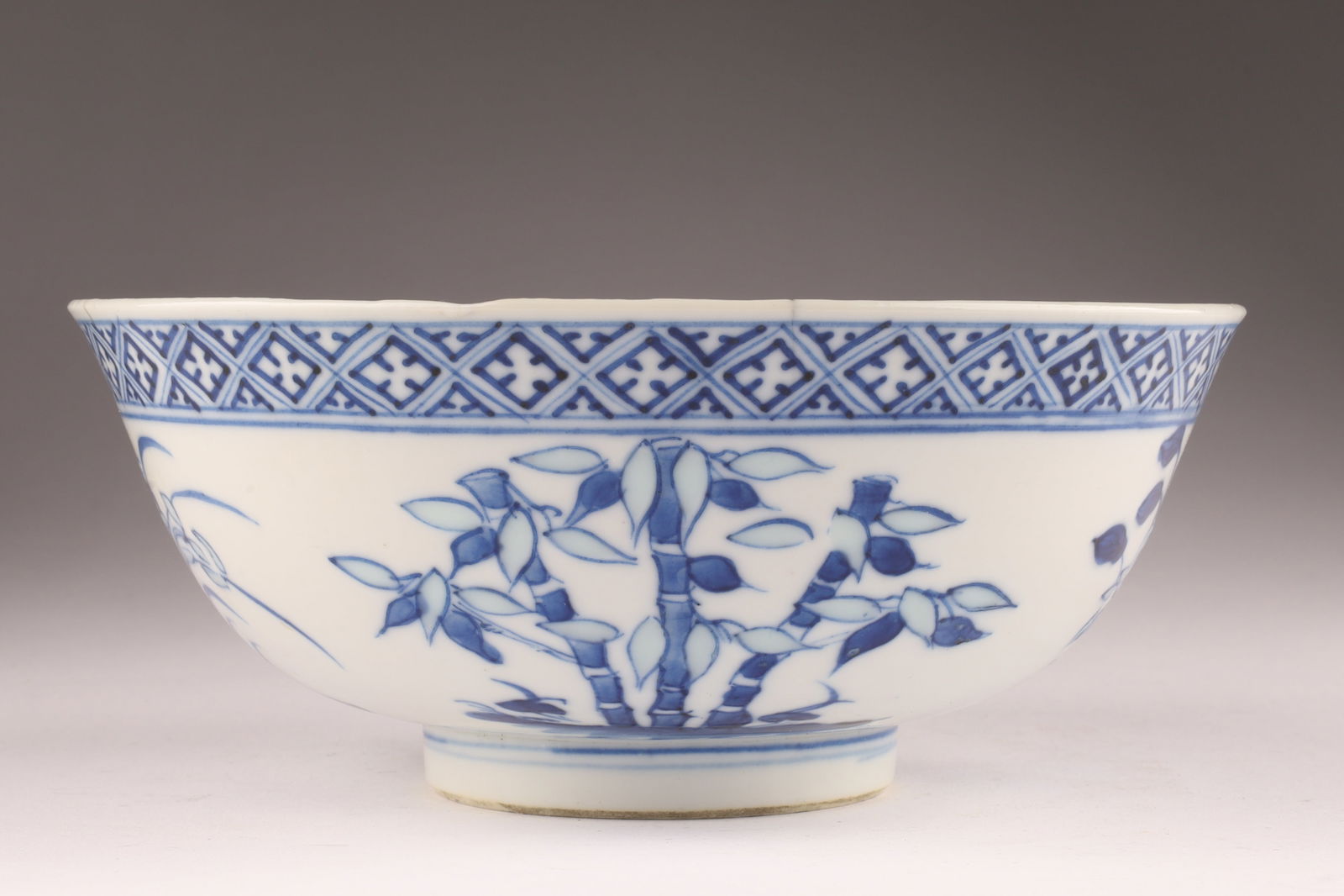 Antique Signed Chinese Blue and White Porcelain Rice Grain Pattern Bowl (1 of 10)