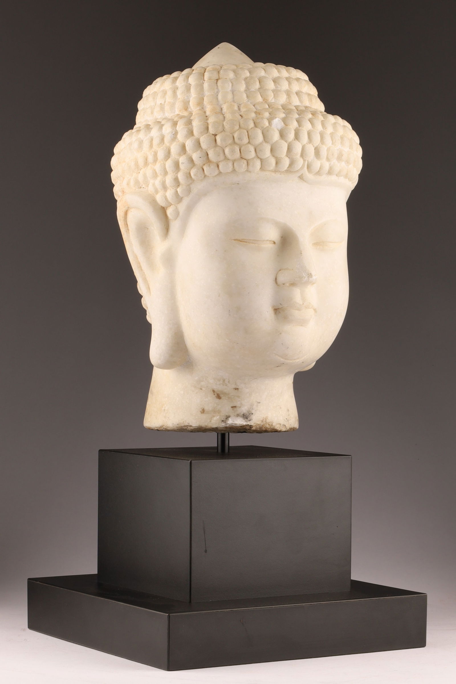 Antique Chinese Carved White Marble Stone Buddha Head Sculpture (1 of 16)