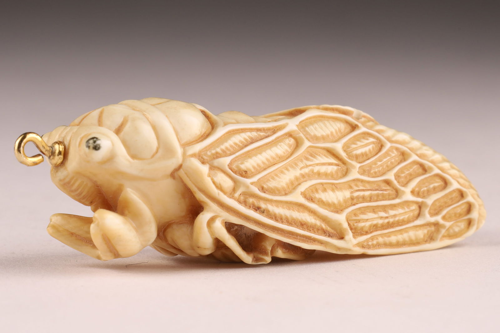 Signed Japanese Carved Netsuke of a Cicada Insect (1 of 6)