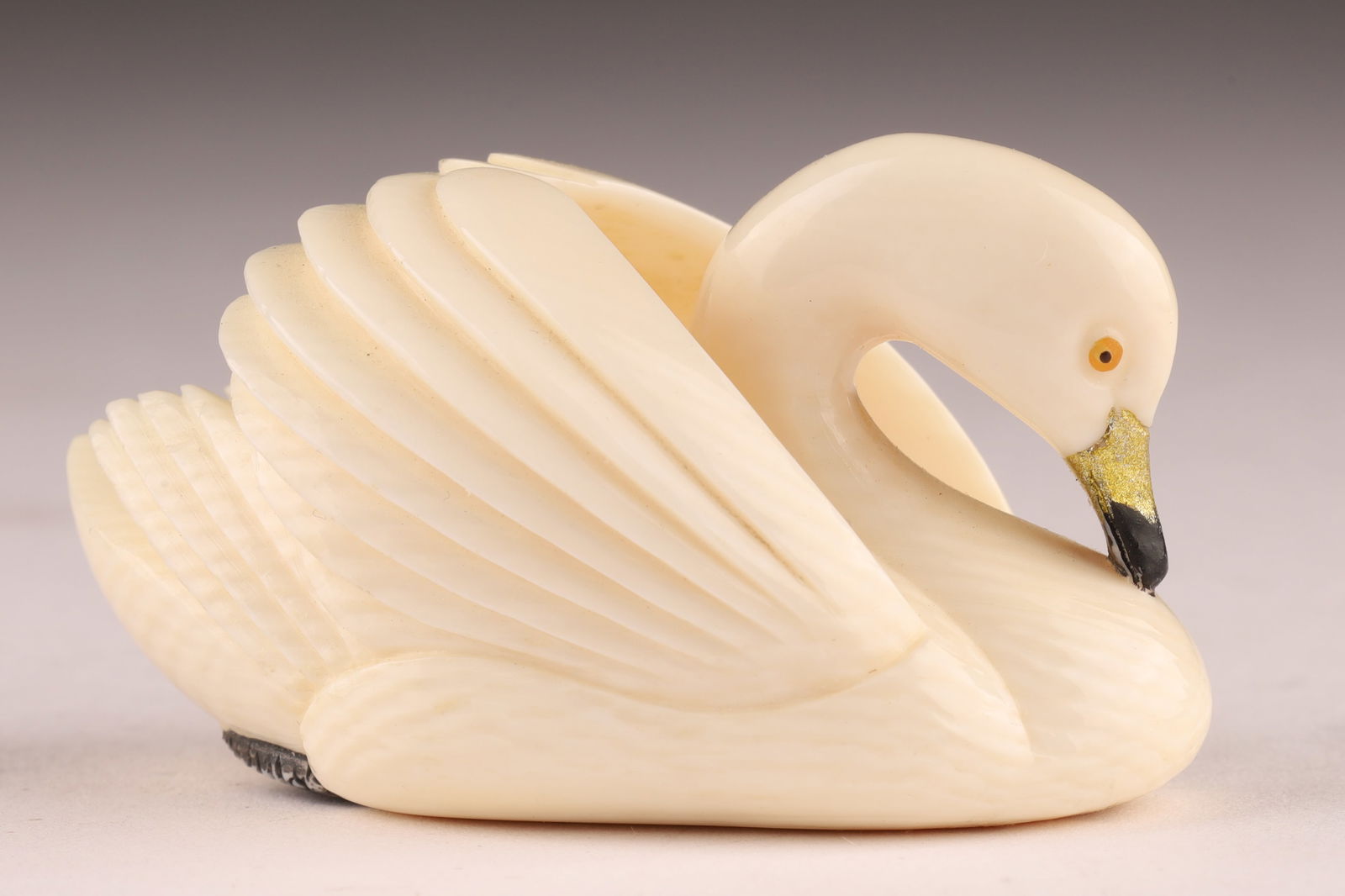Signed Japanese Carved Netsuke of a Swan (1 of 6)