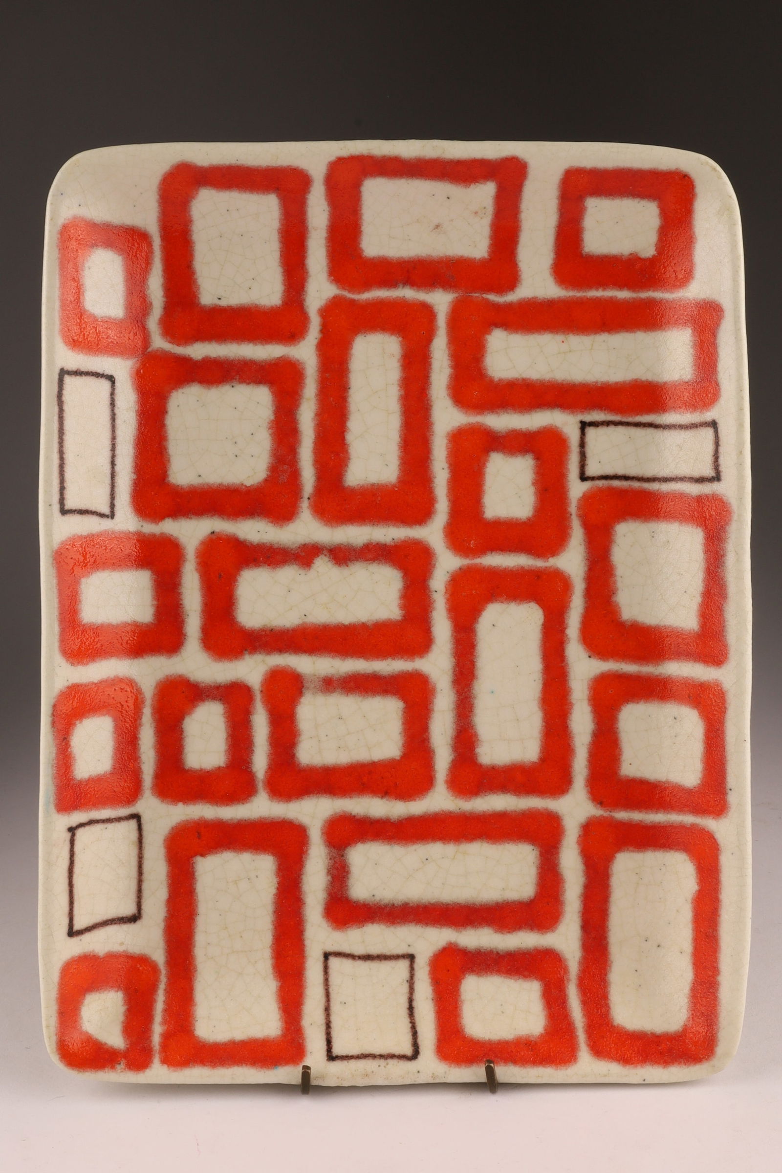 Mid Century Guido Gambone Italian Art Pottery Geometric Pattern Bowl / Tray (1 of 8)