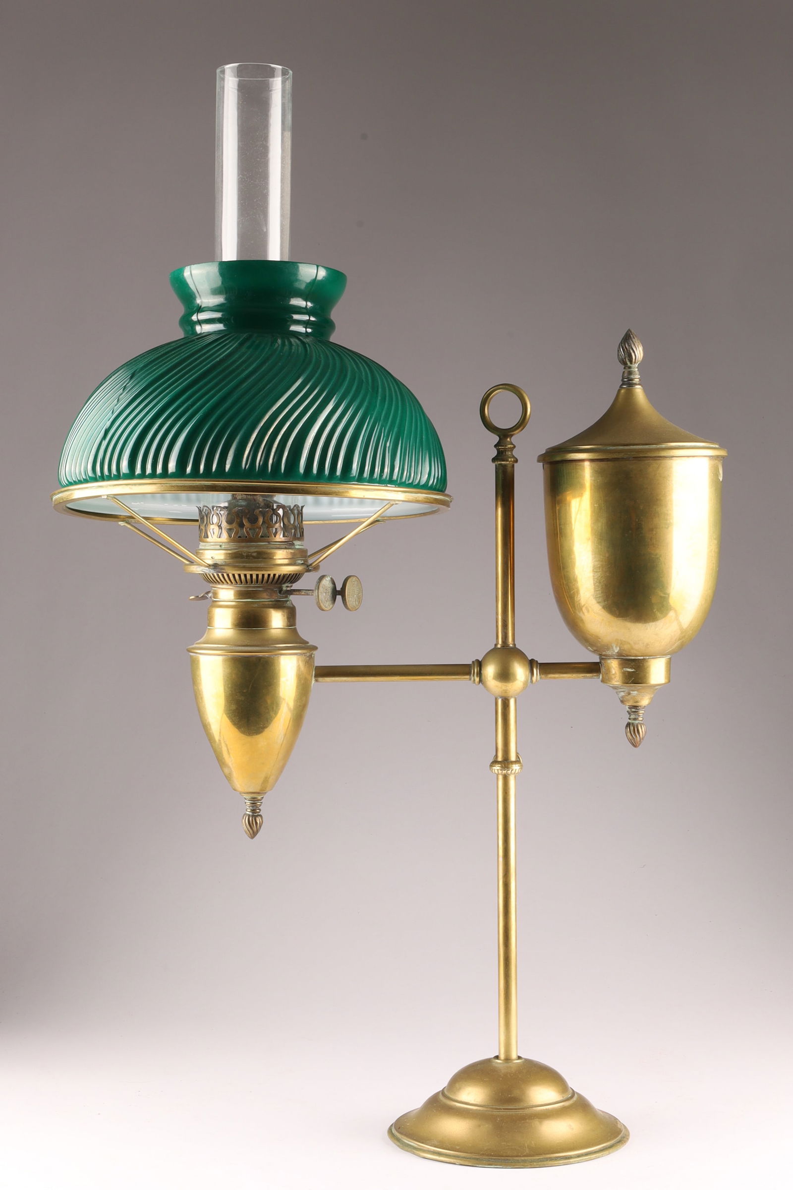 Antique Victorian Brass Single Arm Student Oil Lamp (1 of 8)