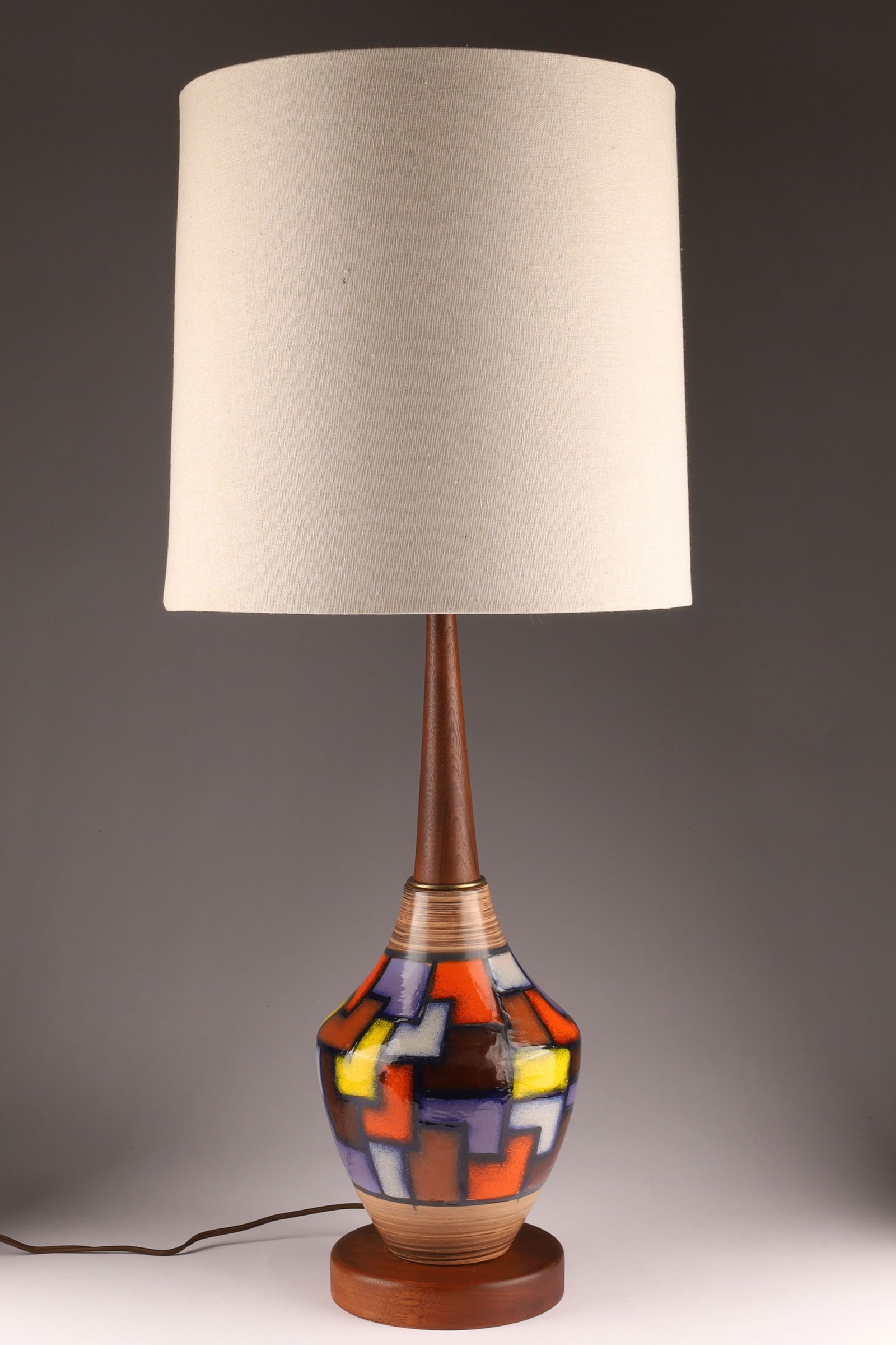 Mid Century Aldo Londi Ceramic and Teak Vetrata Table Lamp (1 of 6)