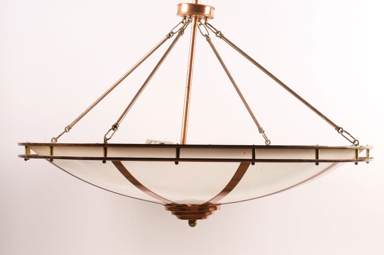 Large Art Deco Style Copper Ceiling Light Fixture Chandelier with Frosted Shade (1 of 6)