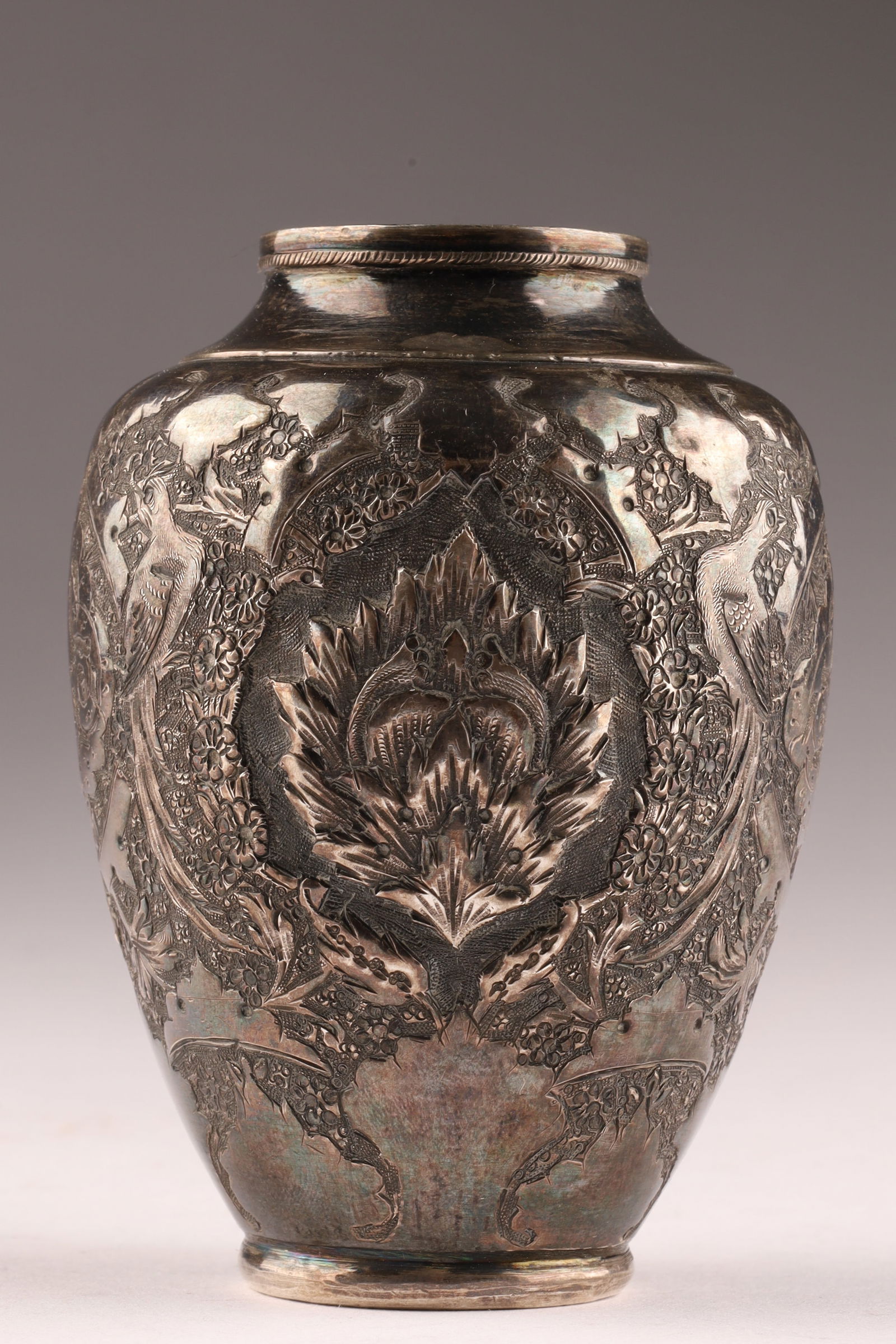 Antique Middle Eastern Silver Vase with Engraved Design (1 of 7)