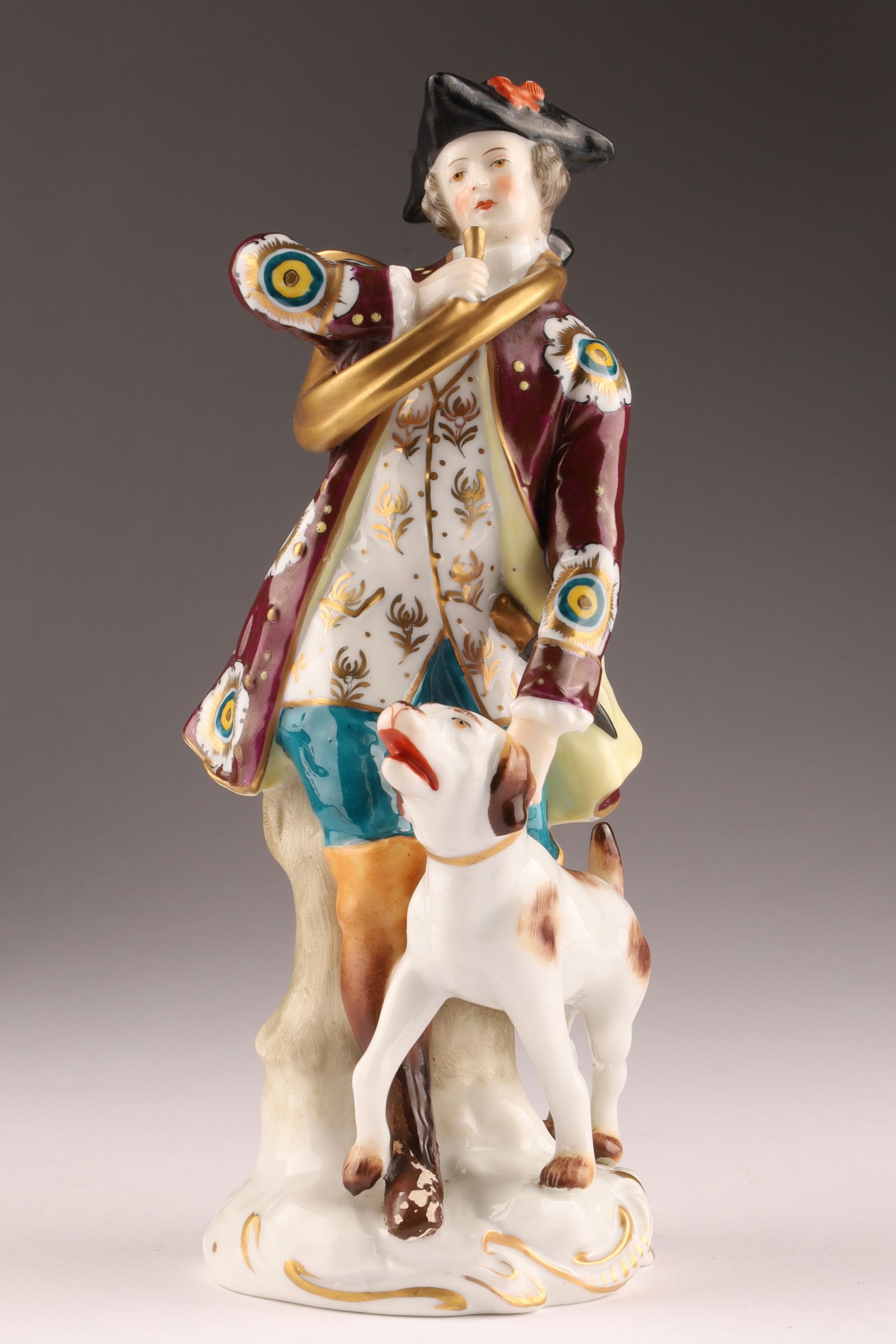Antique Chelsea Porcelain Figurine of a Man with Hunting Dog at his Side (1 of 8)