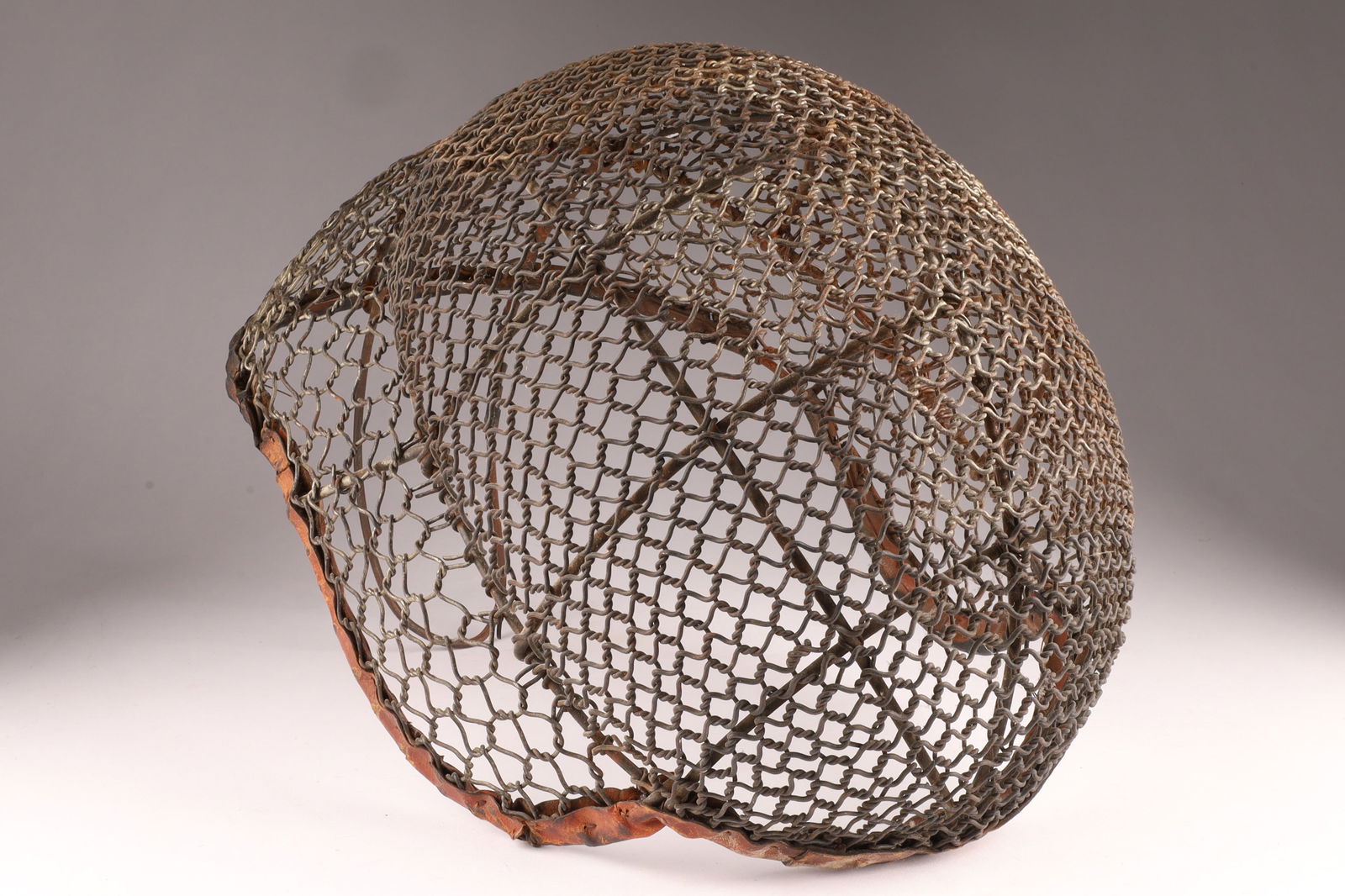 Antique French Wire and Leather Bound Fencing Mask (1 of 7)