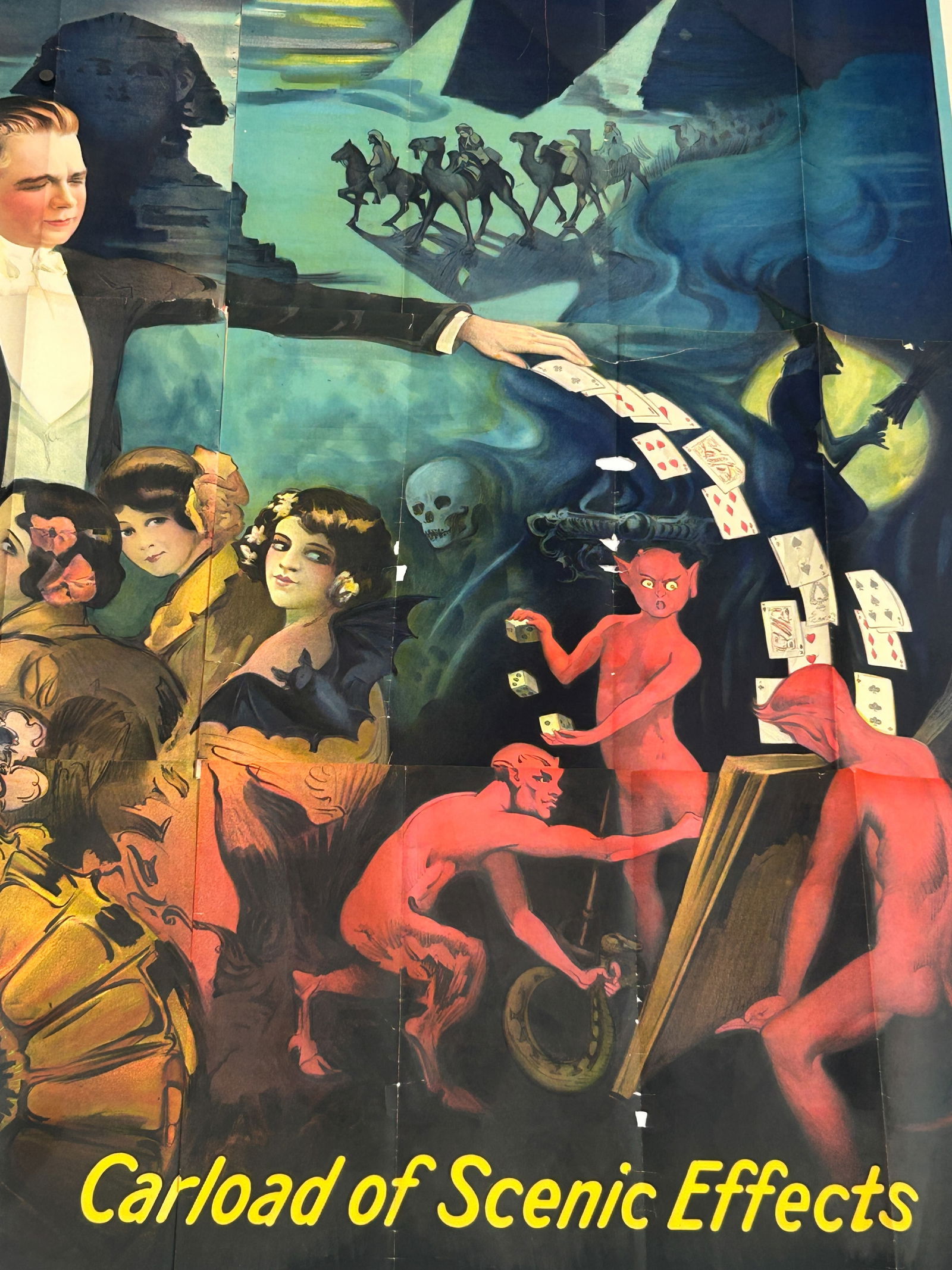 Massive Art Deco Advertising Magic Illusionist Poster, George the Supreme Master of Magic (1 of 16)