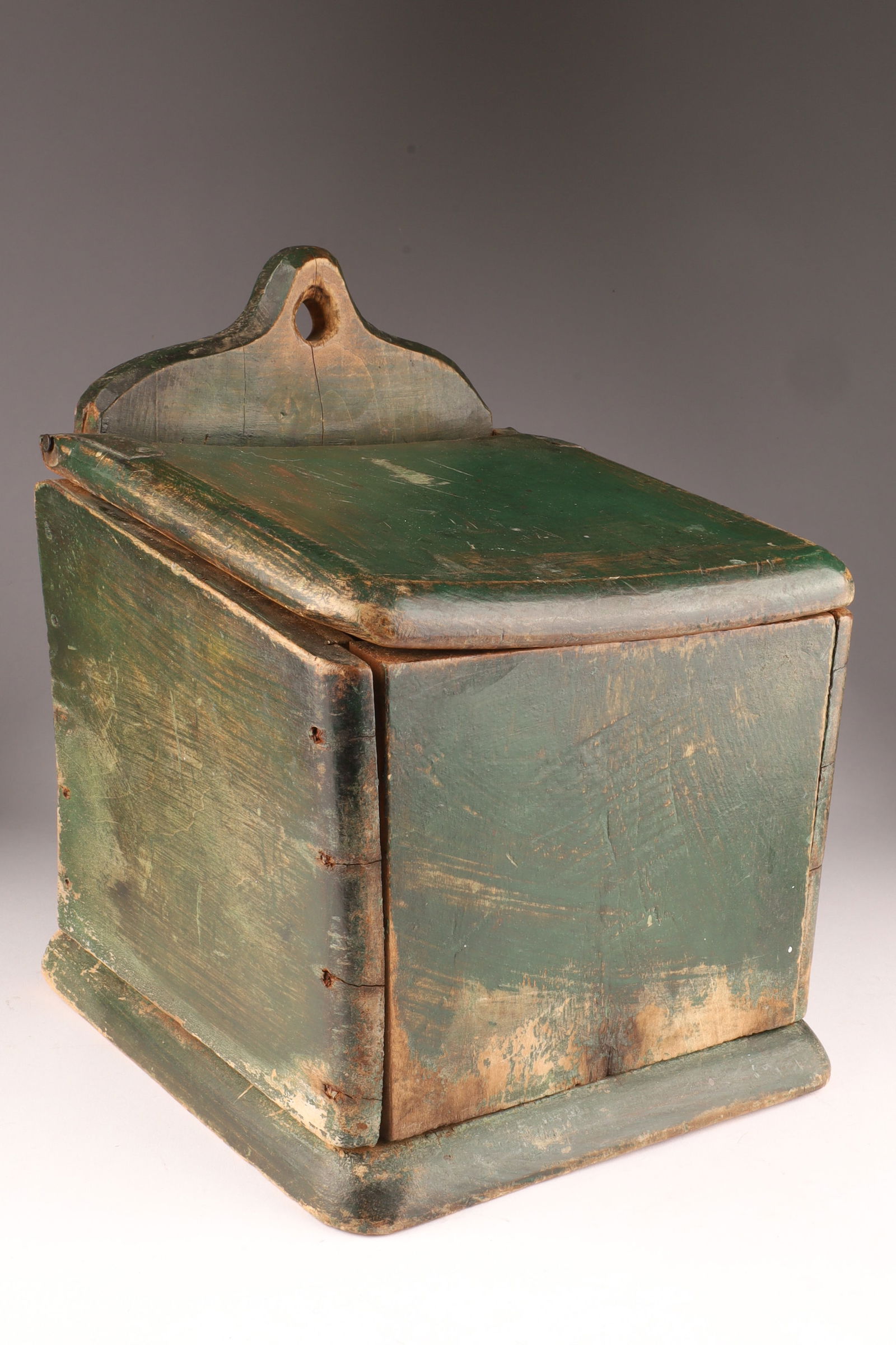 Late 19th C Quebec Salt Box Original Green Paint (1 of 8)