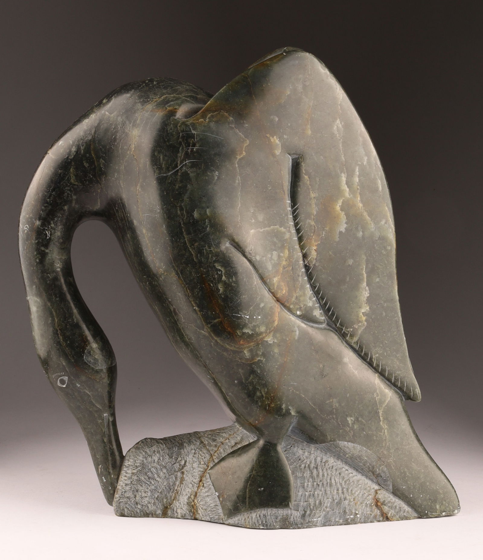 Signed Inuit Soapstone Carving of a Bird, Goose or Duck (1 of 10)