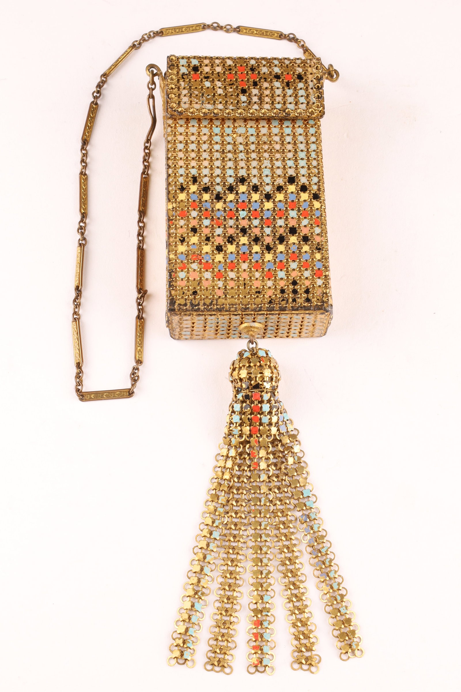 Vintage Art Deco Enameled Mesh Purse / Cigarette Box (1 of 7)