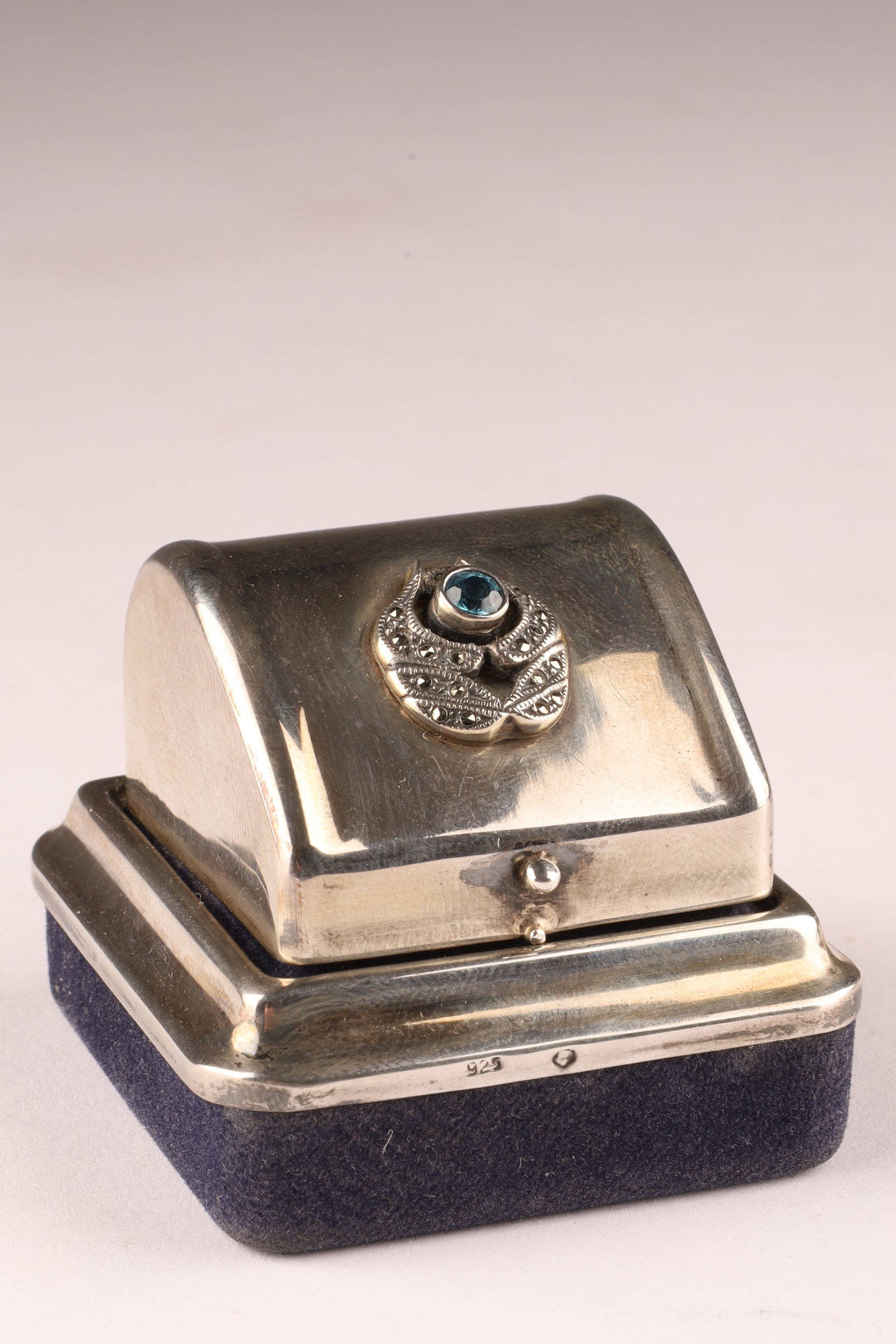 Vintage Silver Ring Presentation Box with Marcasite-Style Accent (1 of 8)