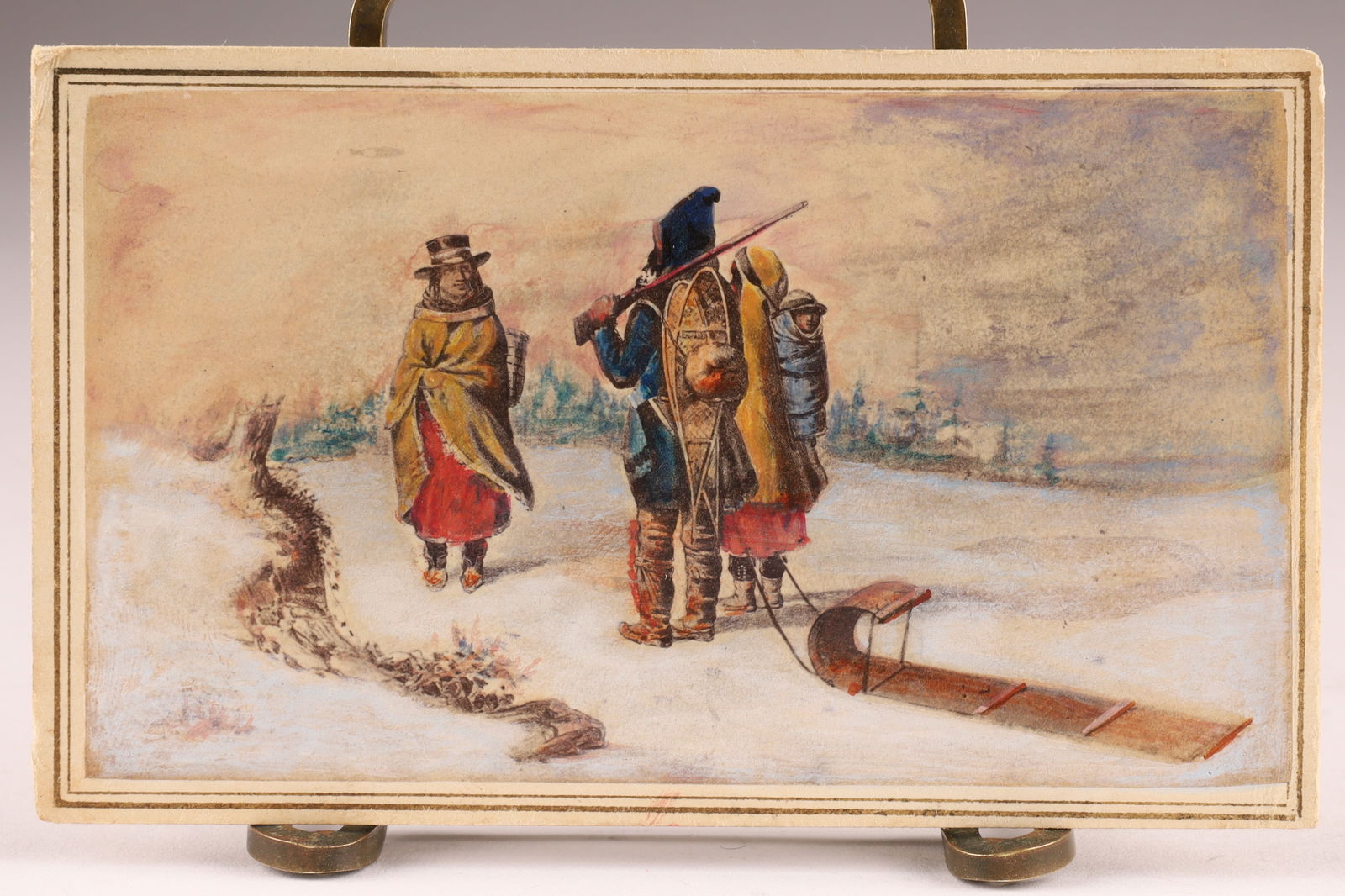 Elisson and Co. Tinted Photograph of the Painting Hunter, Two Squaws and Papoose, Krieghoff (1 of 6)