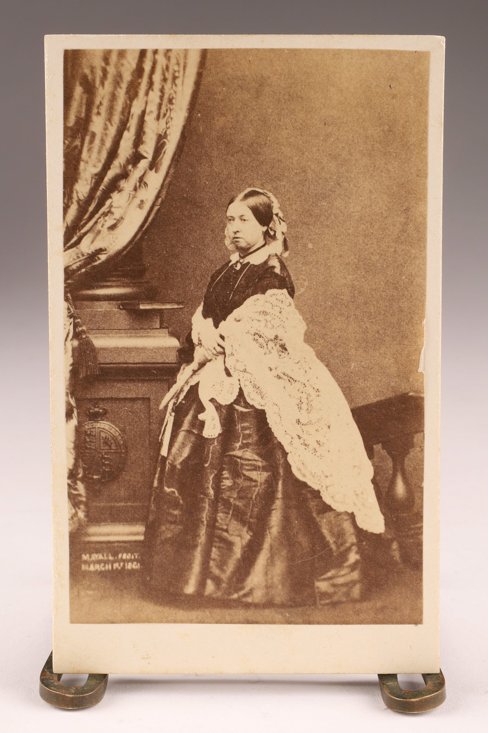 Photograph Print Carte-de-Visite of Victoria, Queen of Great Britain, 1819-1901: Photograph Print of Victoria, Queen of Great Britain, 1819-1901. Originally photographed by John Jabez Edwin Mayall, 1813-1901, c. 1861. Description: CDV, Queen Victoria of Great Britain, standing,