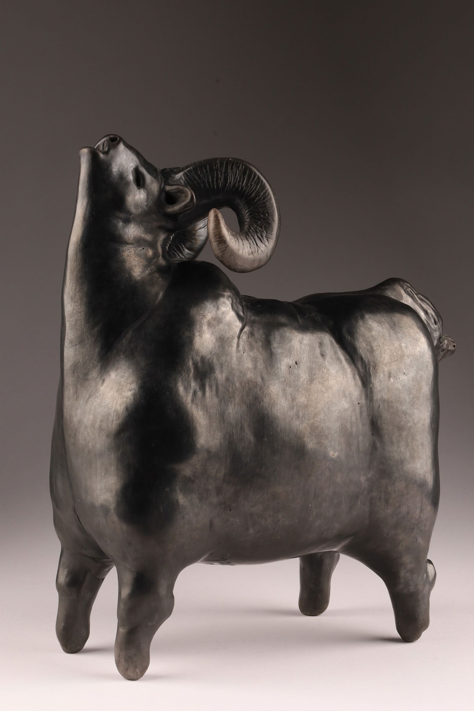 Signed M. Therien 2006 Modernist Ceramic Sculpture of a Big Horn Ram (1 of 8)