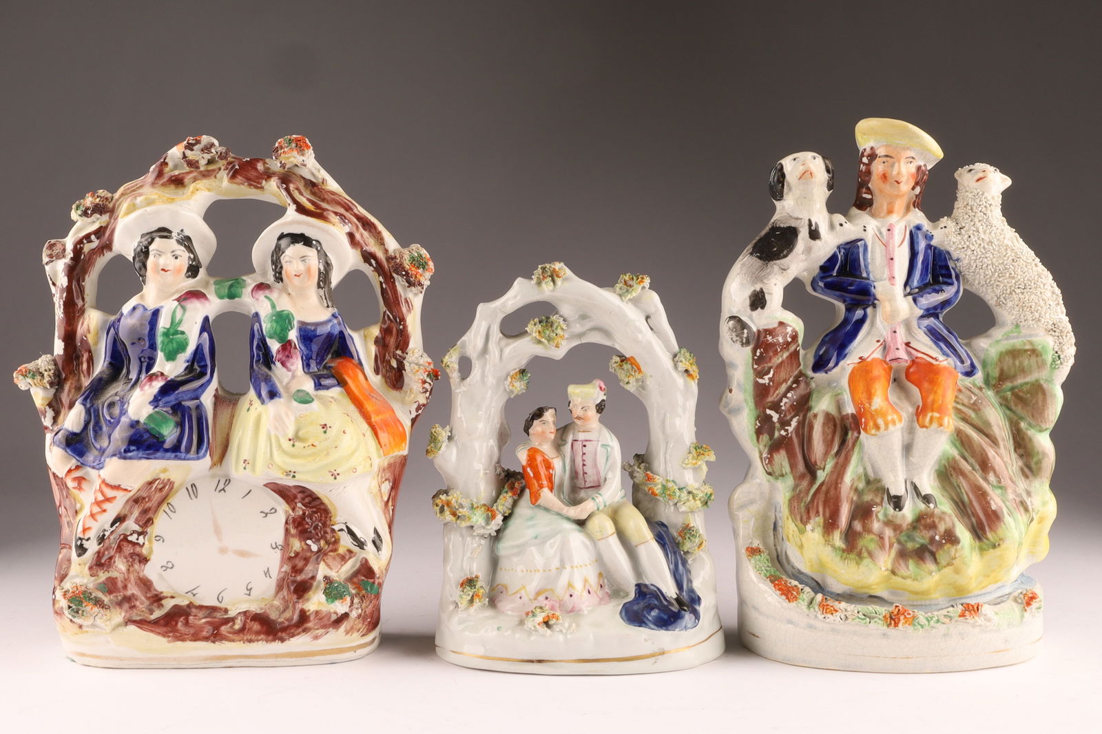 Lot of Three Victorian Staffordshire Porcelain Figural Groups (1 of 7)