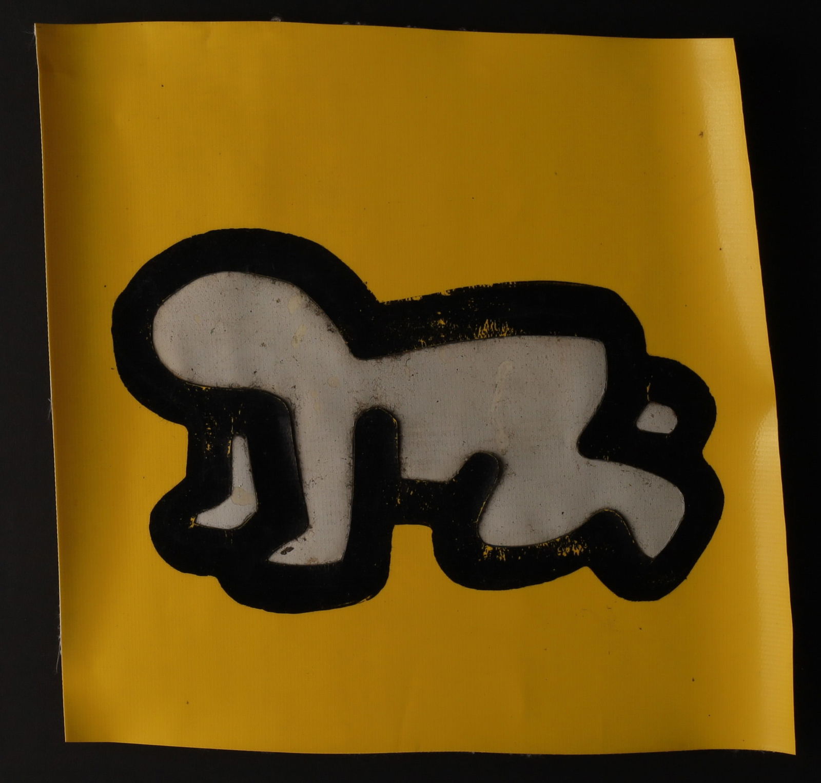 Keith Haring (1958-1990) Radiant Baby Original Drawing Pop Shop Screen Print Awning Fragment, NY (1 of 5)