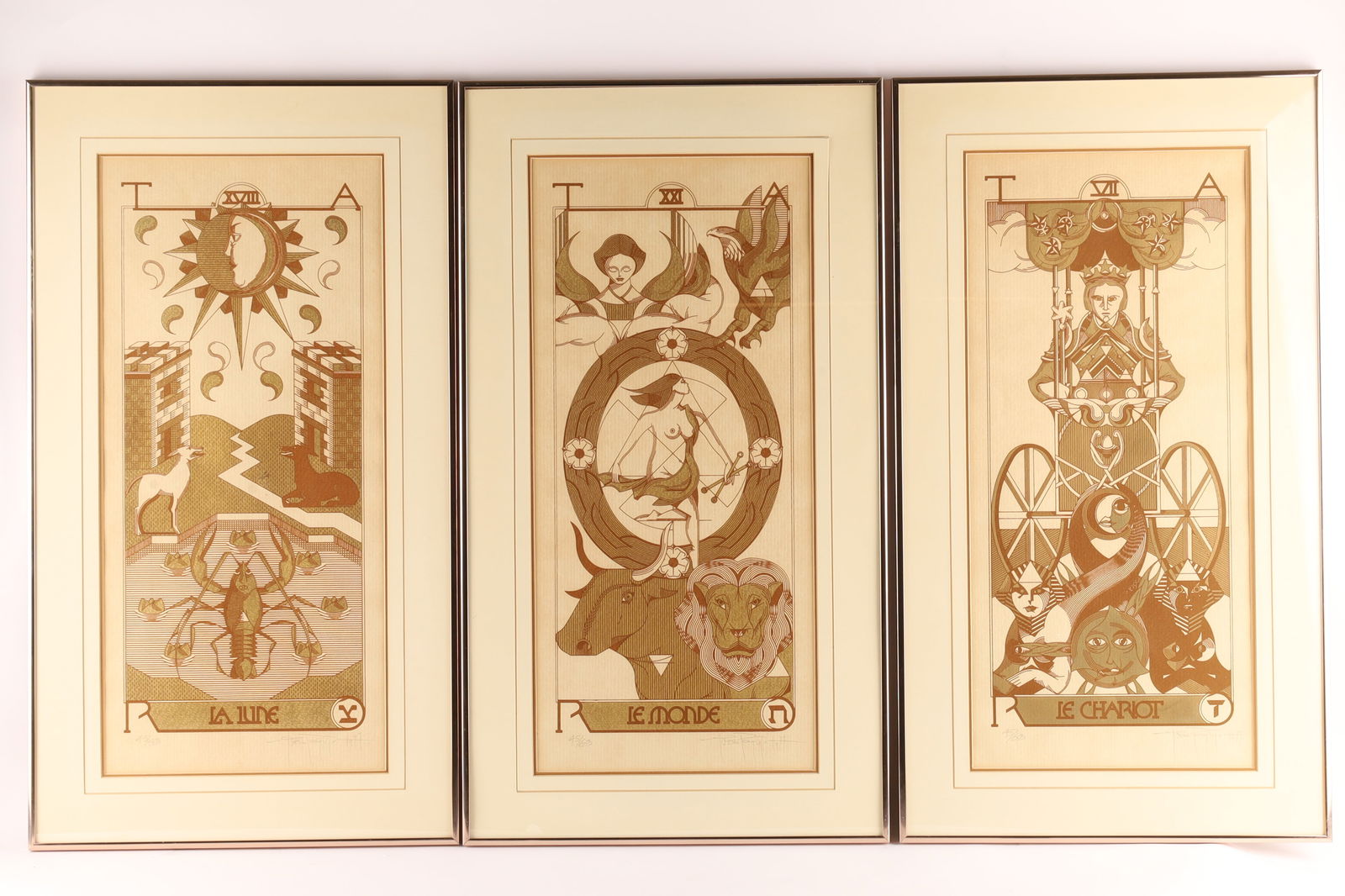 Set of 3 1977 Yves Paquin Tarot Ideographique Du Kebek Serigraphies (1 of 7)