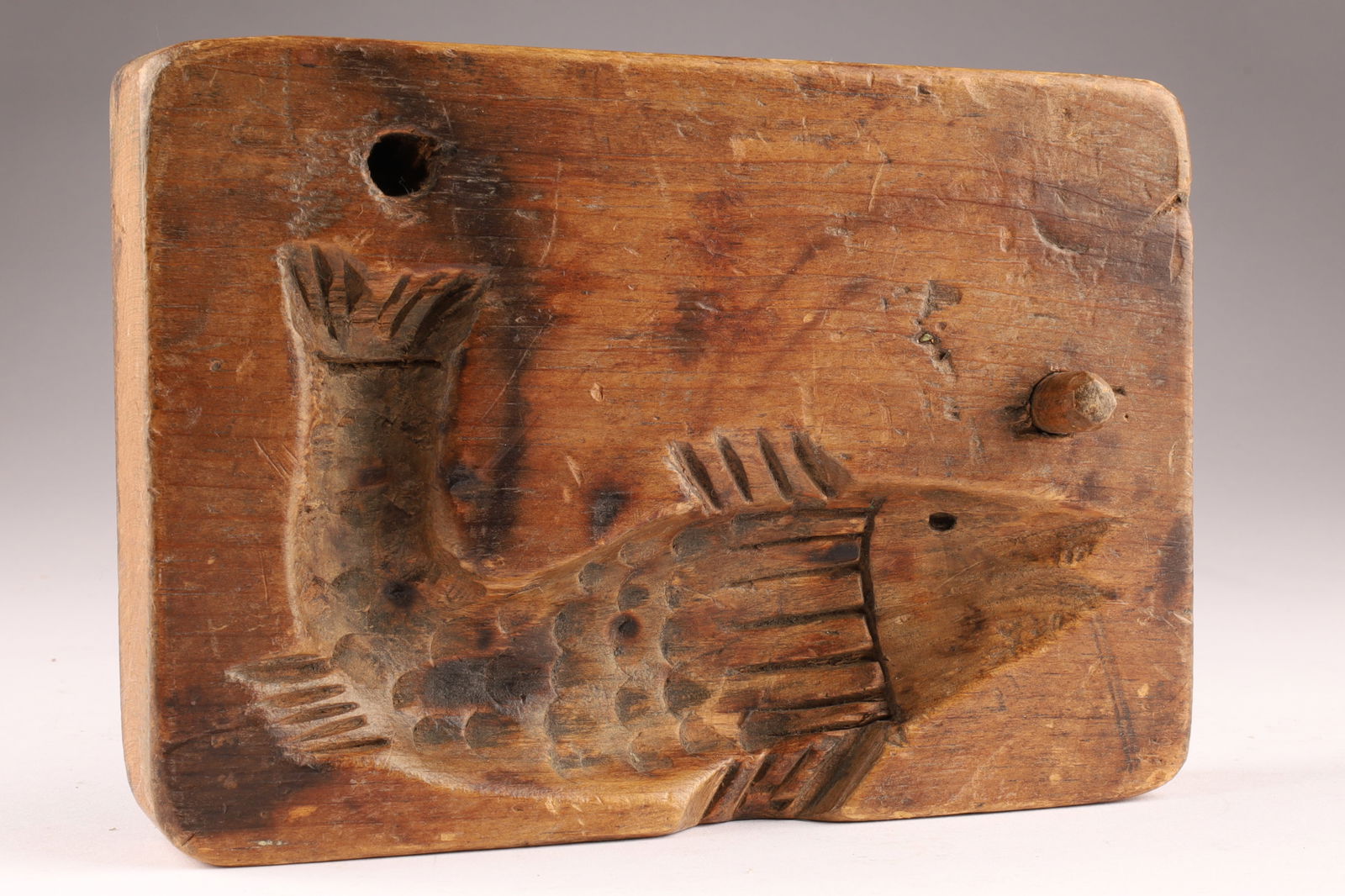 Late 19th C Quebec Pine Hand Carved Maple Sugar Mold Fish Form (1 of 5)
