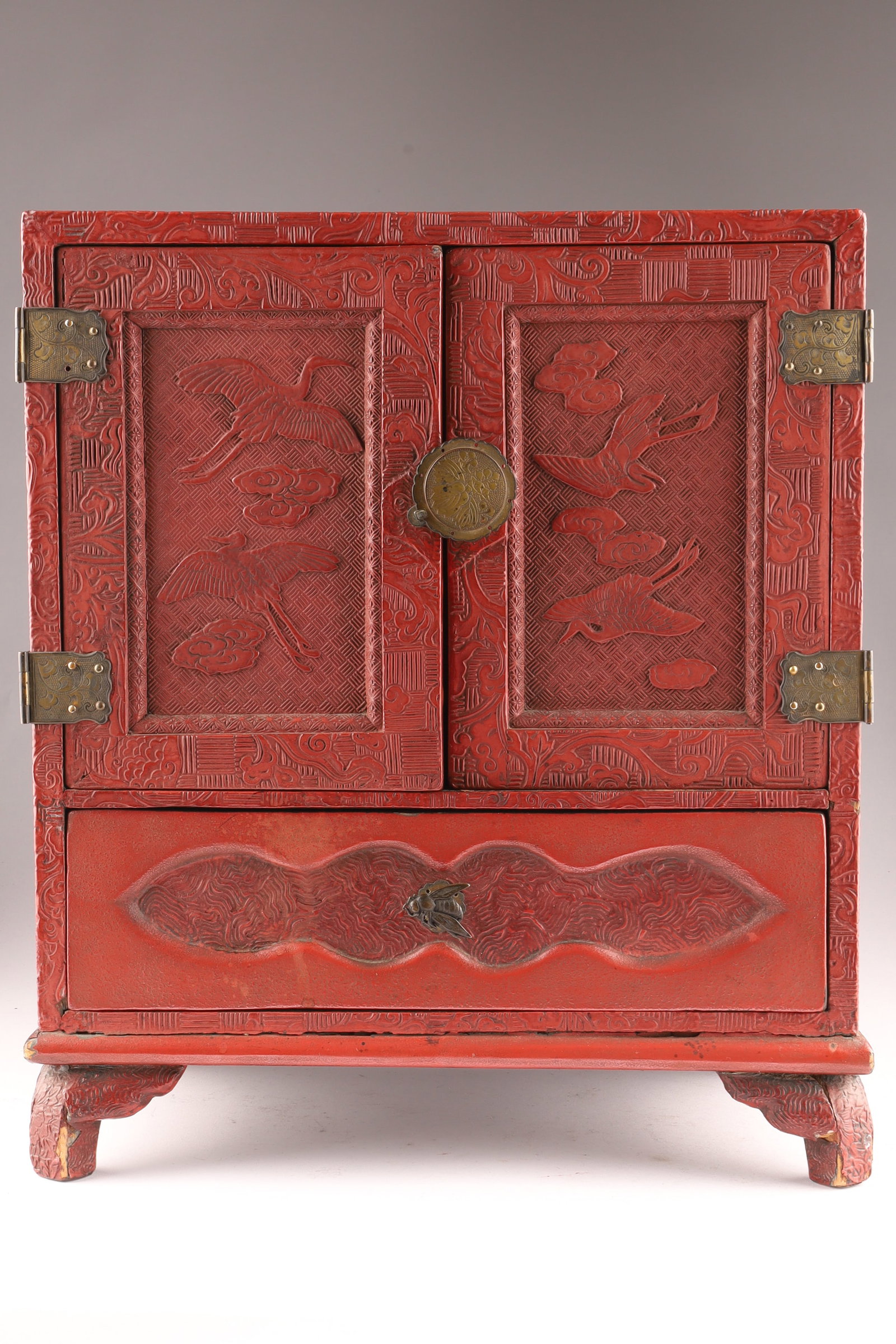 Antique Japanese Cinnabar Scholars Cabinet, Taisho Period (1912-1926) (1 of 14)