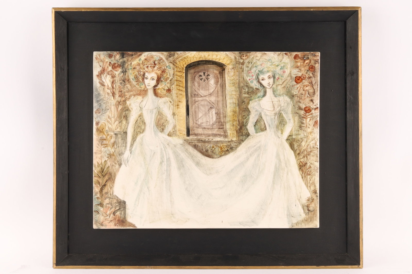 Attr. Alex. Moser Padina (Romanian, 1904-1992) Mid Century Painted Figural Ceramic Plaque (1 of 6)