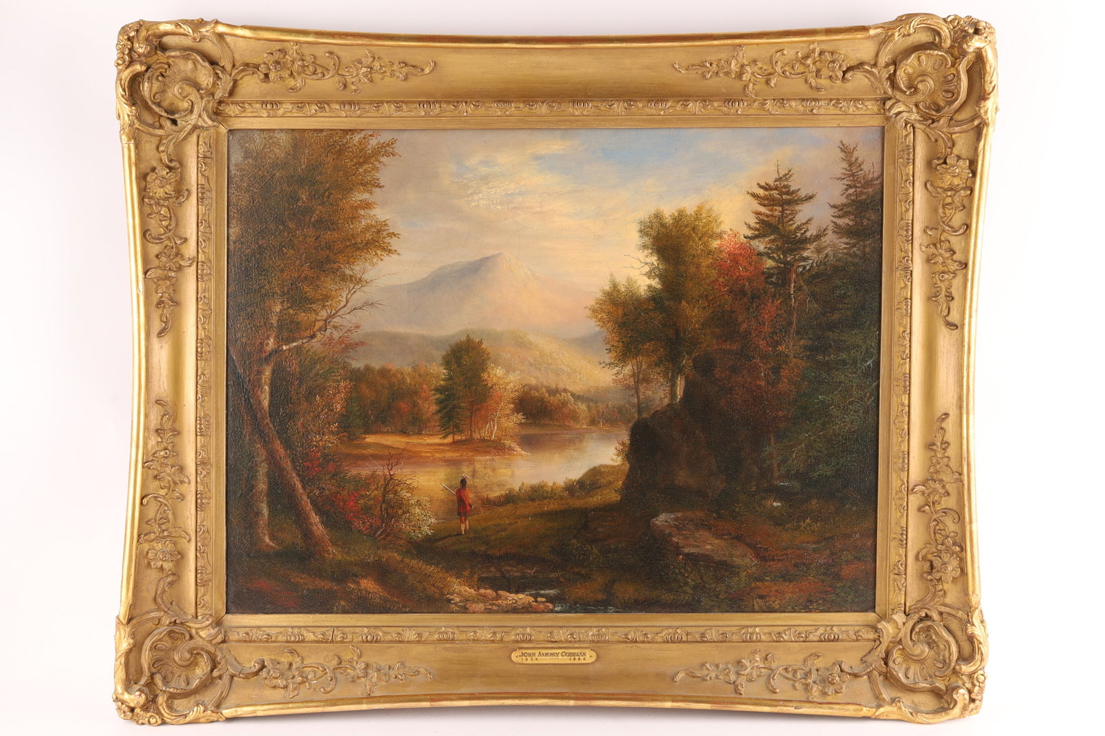 John Amory Codman (1860-1886) Hudson Valley Landscape with Hunter, 19th c. Oil on Canvas (1 of 12)