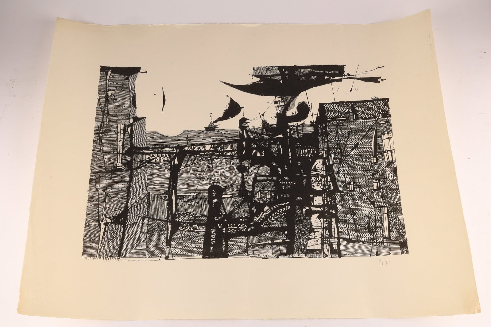 Horst Janssen, Bauwall, 1957 Etching, Signed, 25 x 19.75 in German Modernist Print (1 of 10)