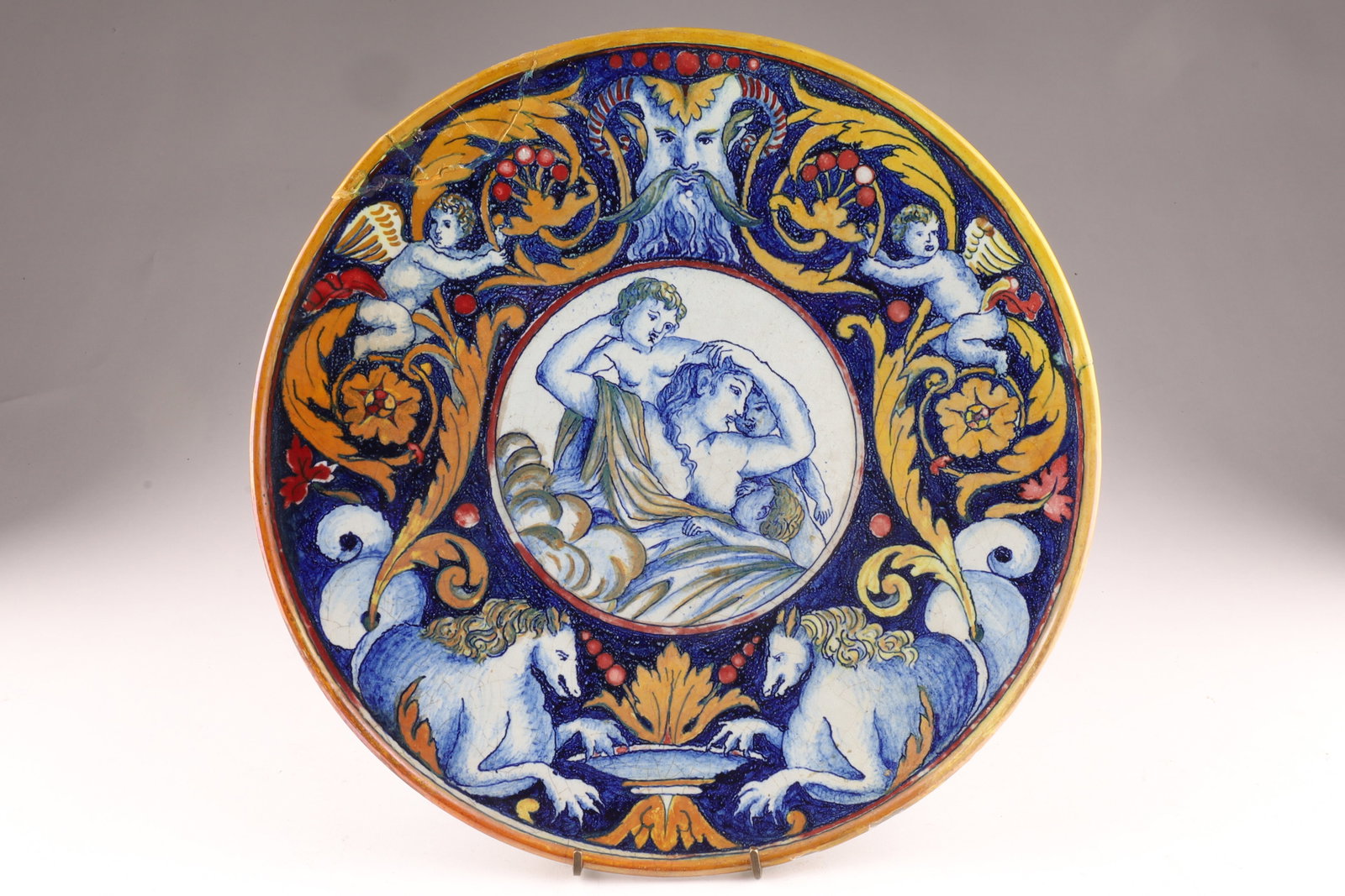 Antique Italian Istoriato Majolica Tin-Glazed Plate with Mythological Scenes (1 of 7)