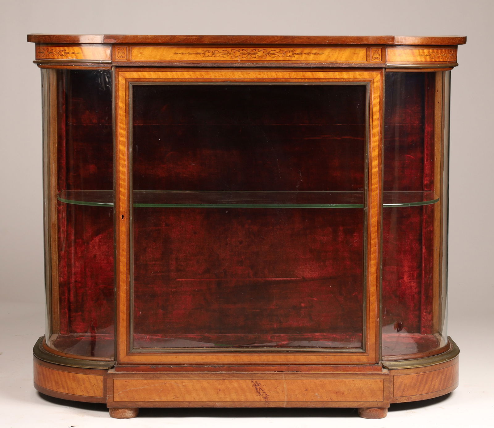 An Edwardian Satinwood and Marquetry Demi-Lune Display Cabinet (1 of 8)