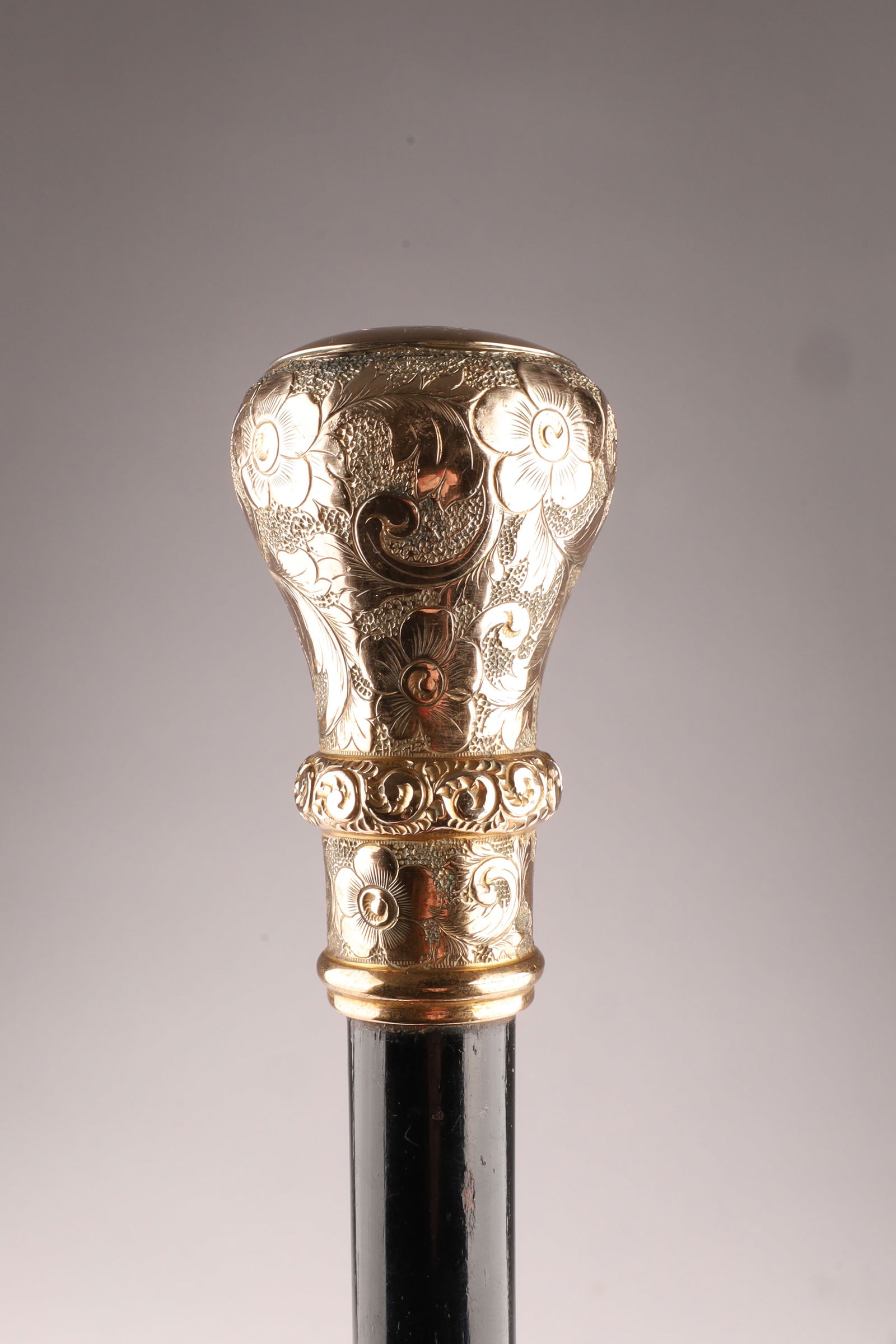 Antique Victorian Gold Plated Walking / Swagger Stick Cane with Monogram (1 of 7)