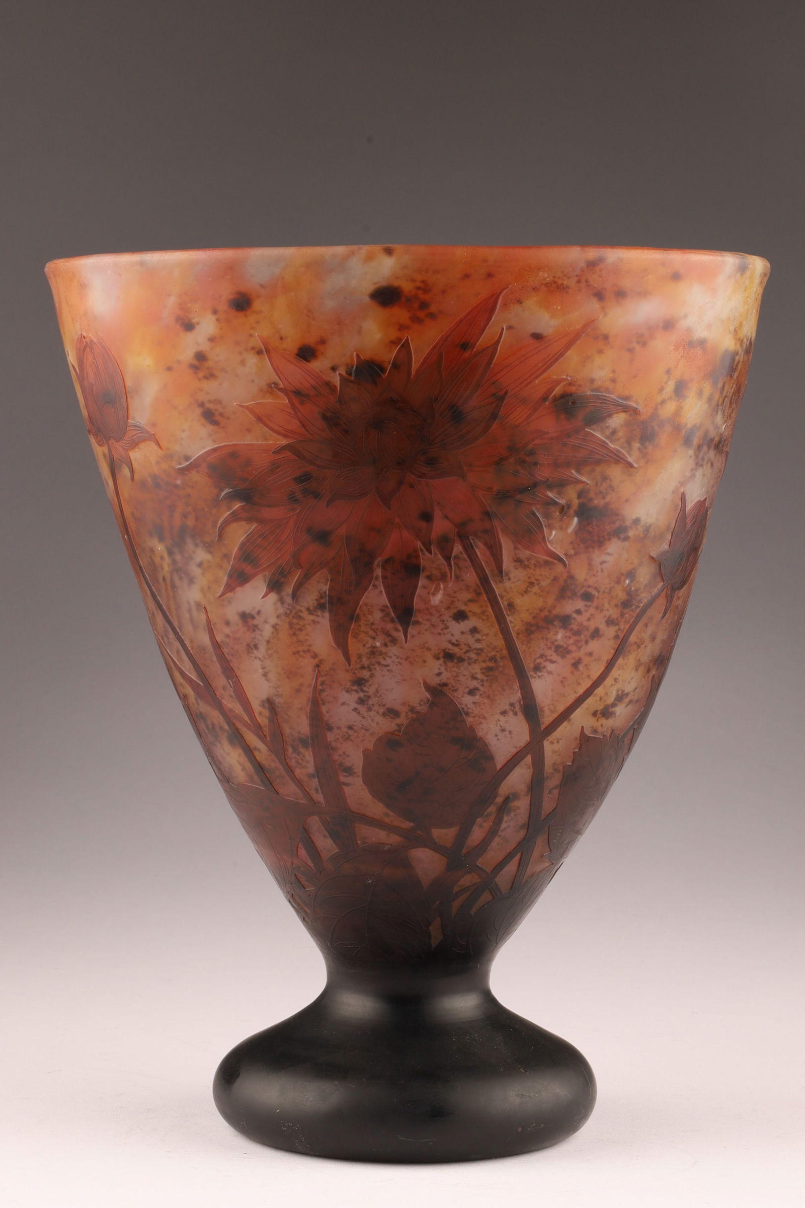 Art Nouveau Daum Nancy Cameo Glass Vase with Dahlia Motif (1 of 8)