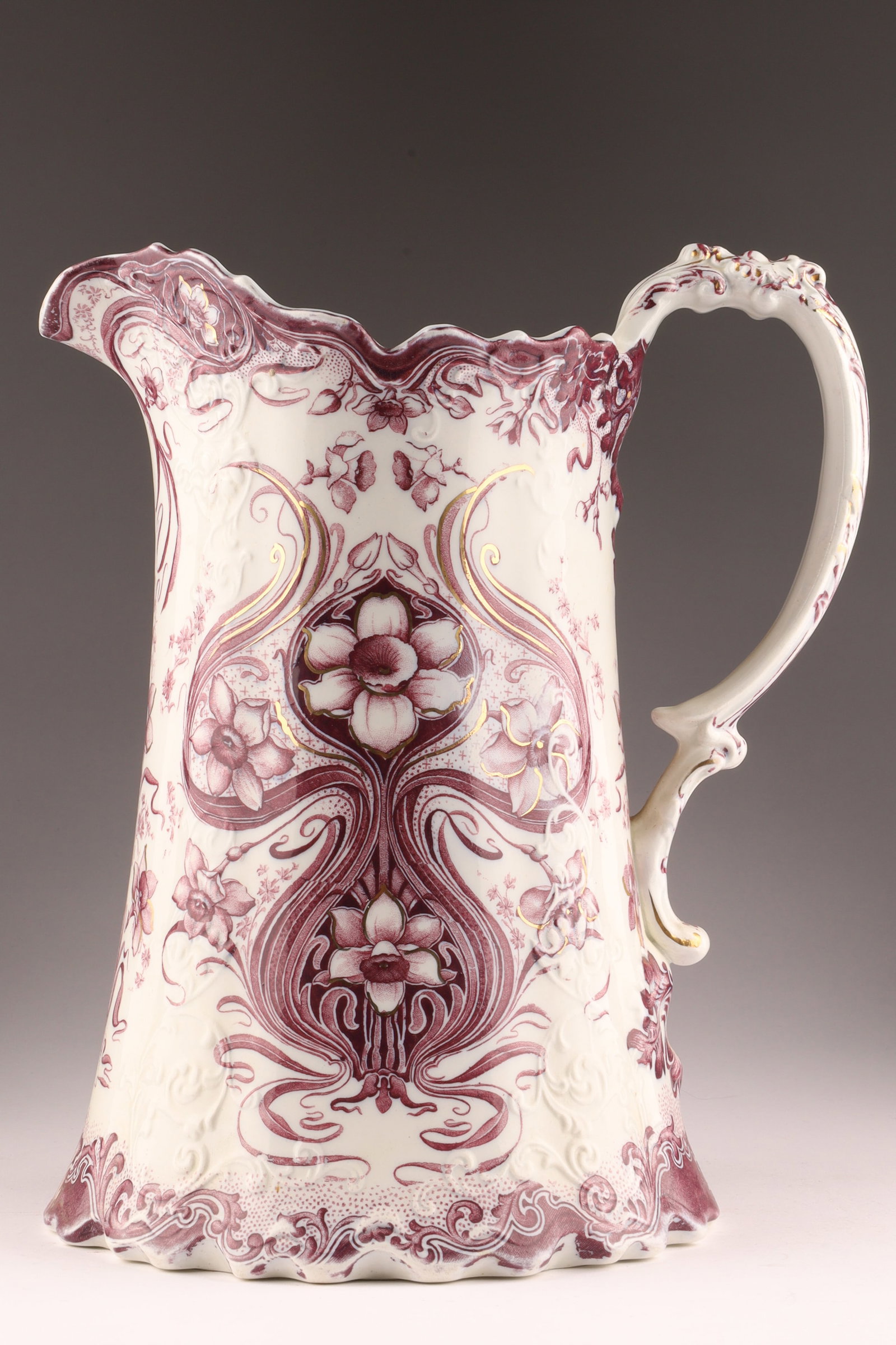Large, Rare Meakin Art Nouveau Jug with Amethyst Art Nouveau Lombardy Design (1 of 10)