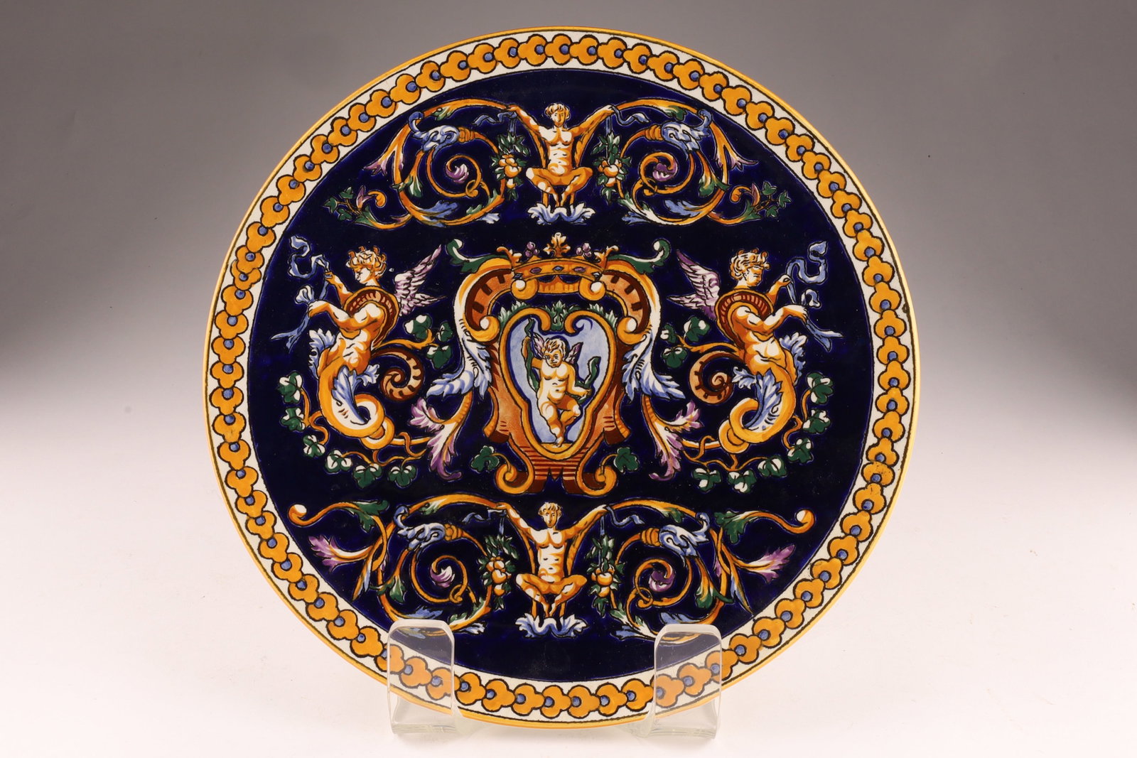 Renaissance Style French Faience Decorative Wall Plate, Gien (1 of 7)