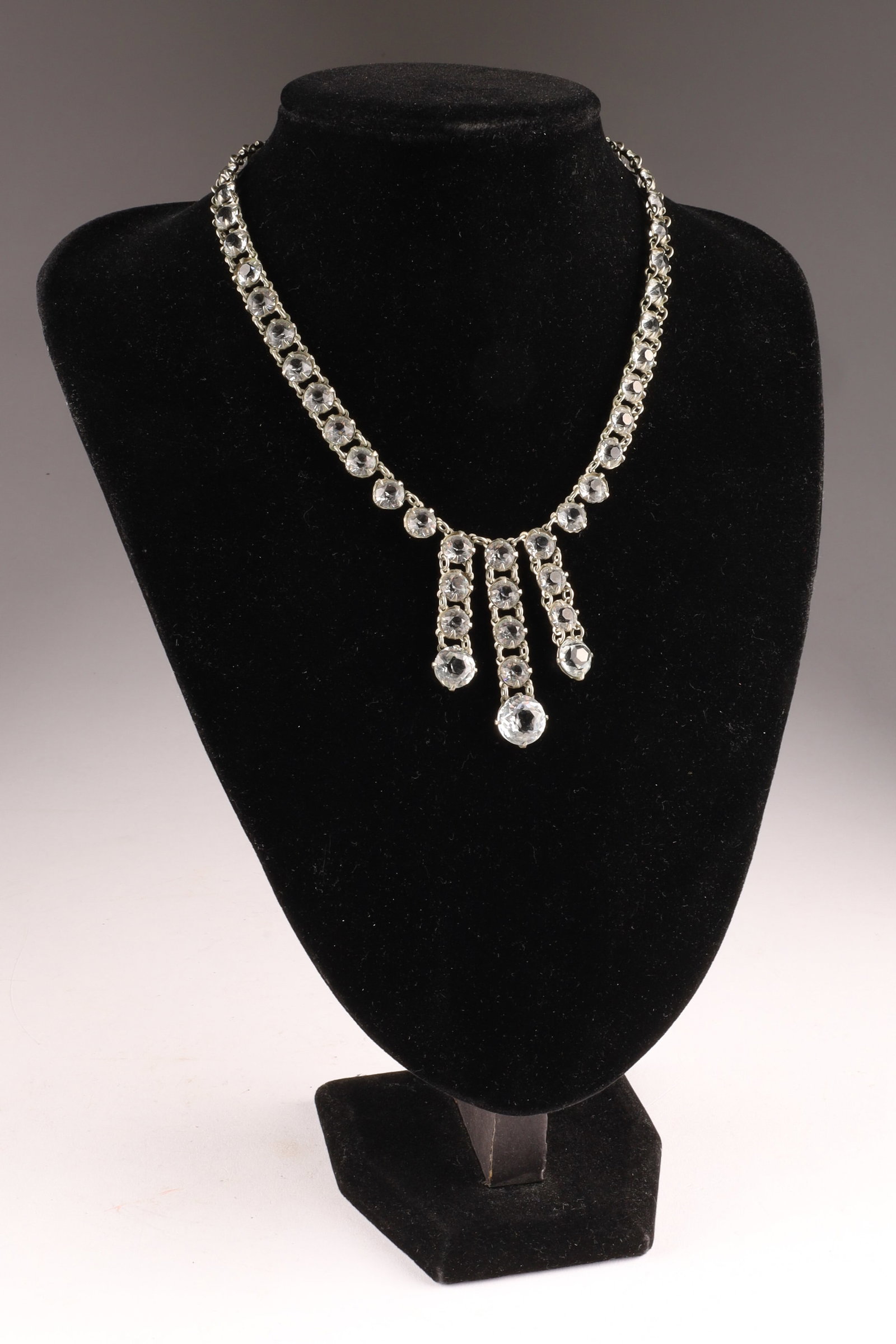 Antique Art Deco Sterling and Crystal Riviere Fringe Collar Necklace (1 of 8)