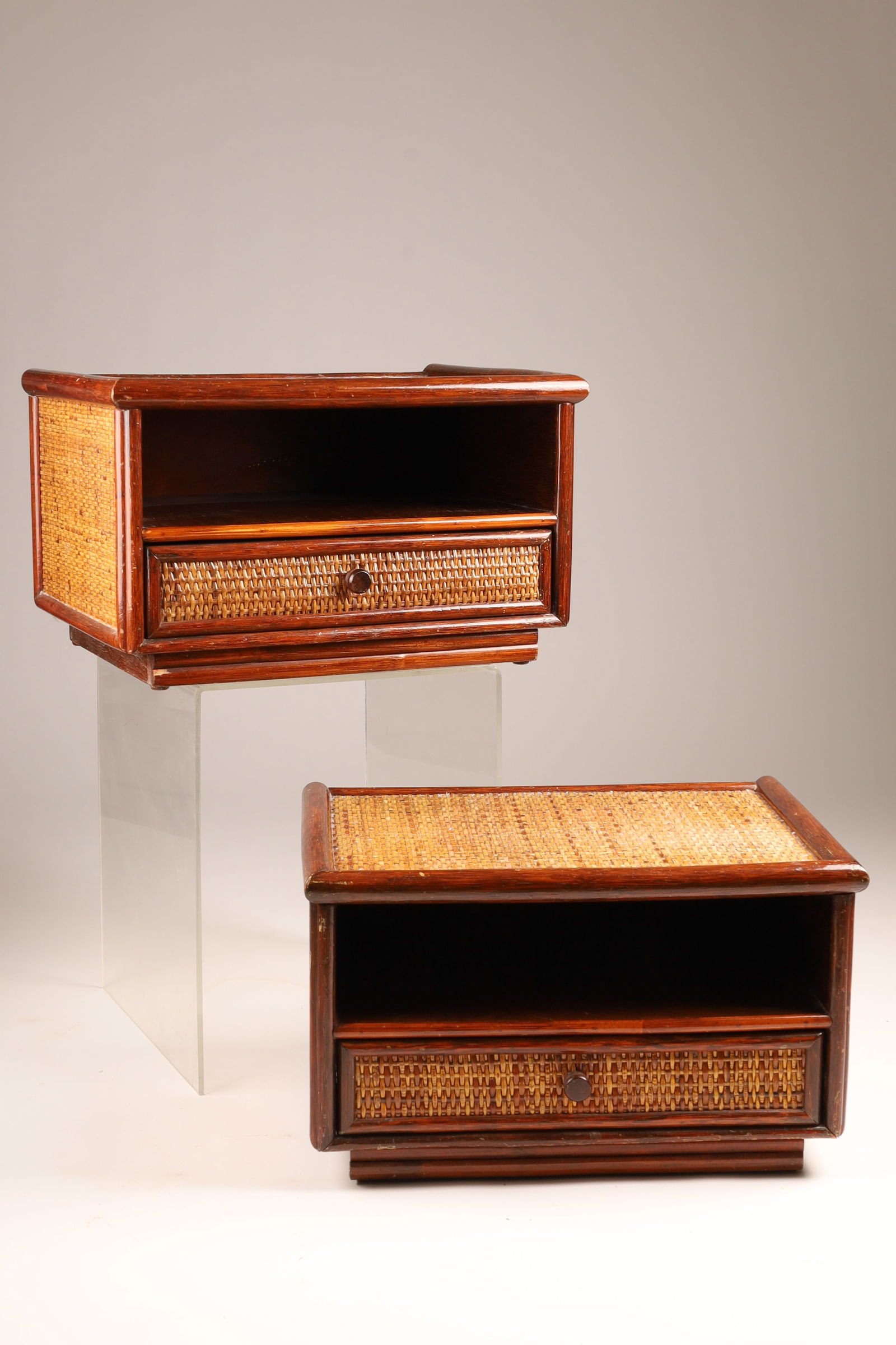 Pair of 1970s French Riviera Style Roche Bobois Bedside Tables Bamboo and Cane (1 of 7)