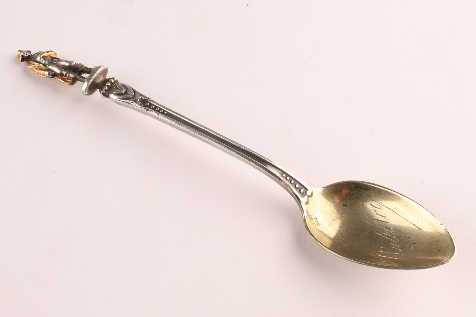 Antique French Silver Figural Spoon Depicting Napoleon Bonaparte, Parcel Gilt, Late 19th C (1 of 8)