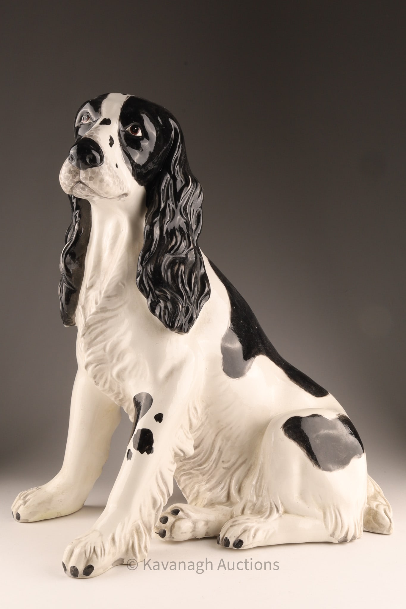 Large Italian Ceramic English Springer Spaniel Figure, Mid-20th Century (1 of 9)