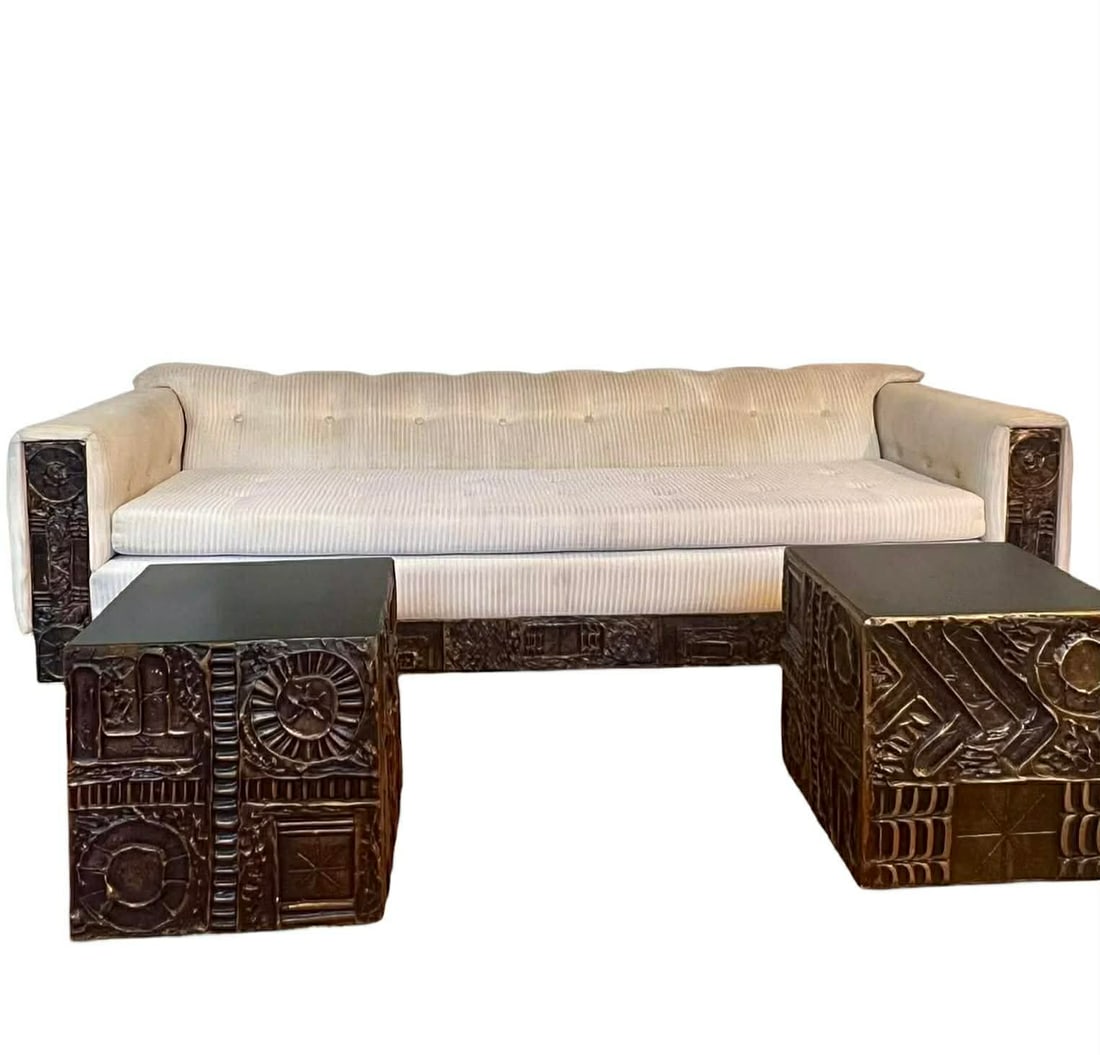 Pair of Brutalist Style Square Side Tables, Attributed to Adrian Pearsall, 1960s–1970s (1 of 6)