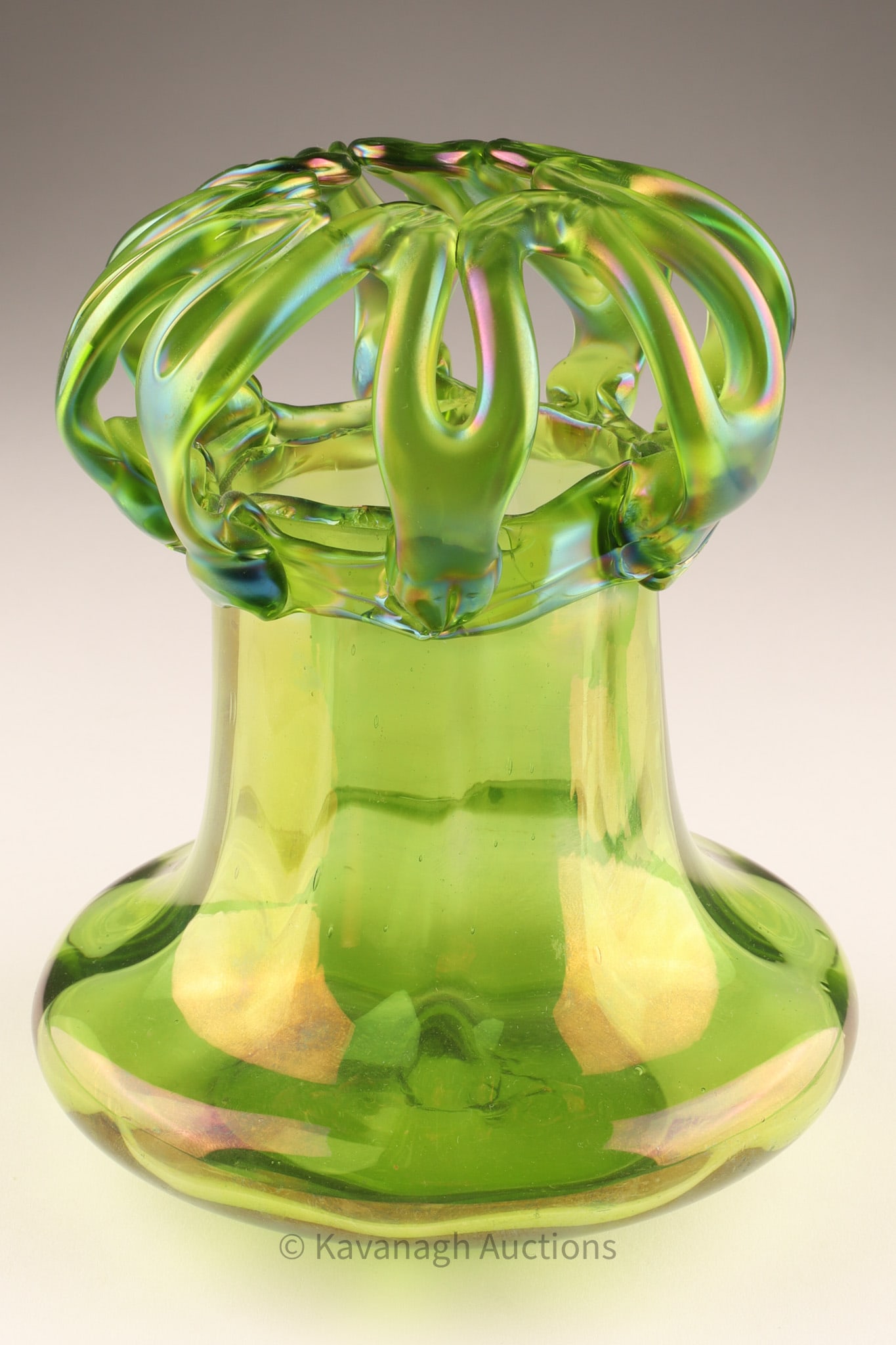 Art Nouveau Art Glass Bride's Bank or Wedding Bank, Iridescent Green (1 of 7)