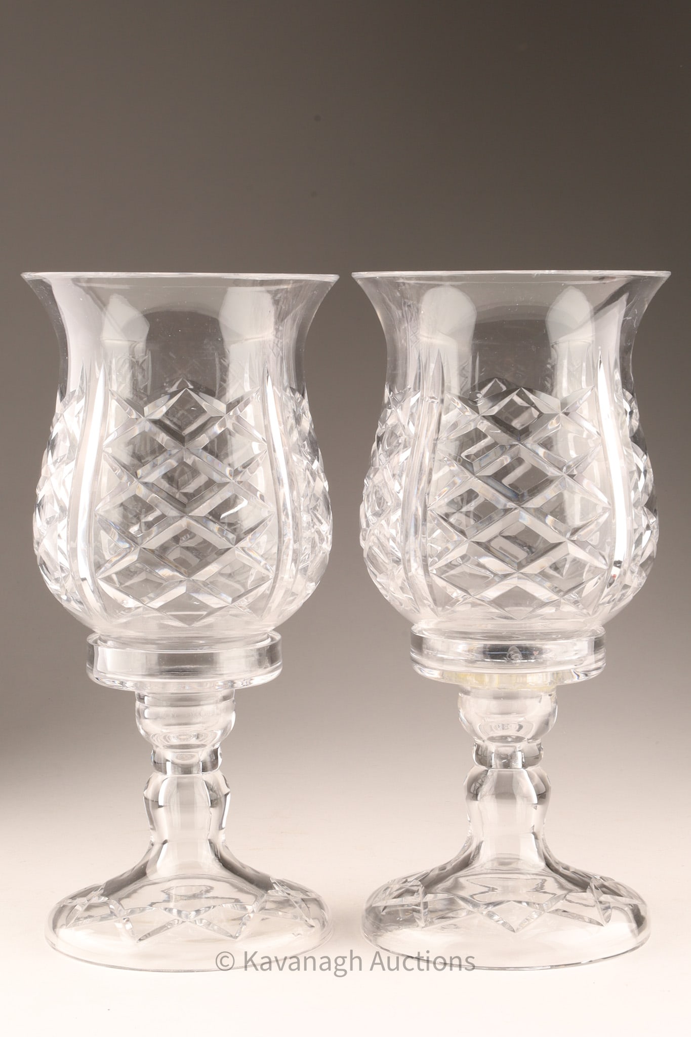 A Pair of Antique Cut Crystal Hurricane Candleholder Shades (1 of 7)