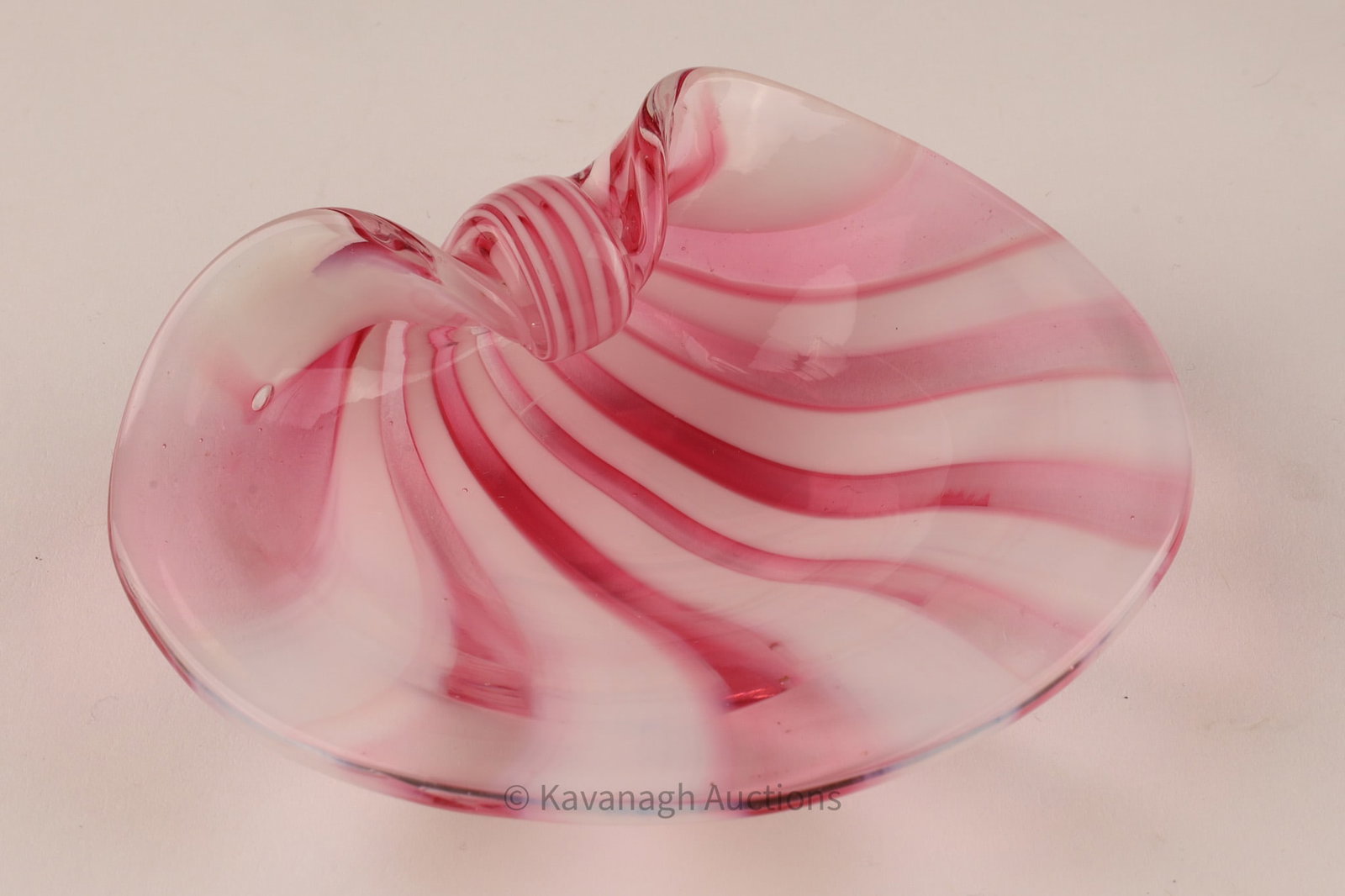 Carlo Scarpa for Venini Murano Spiral Shell (Conchiglia) Form, Lattimo & Pink Zanfirico Glass, (1 of 9)