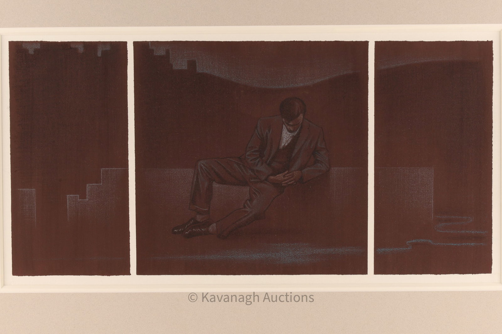 Pierre Dorion (b. 1959) Untitled Figural Interior, Gouache & Colored Pencil on Paper, Framed (1 of 5)