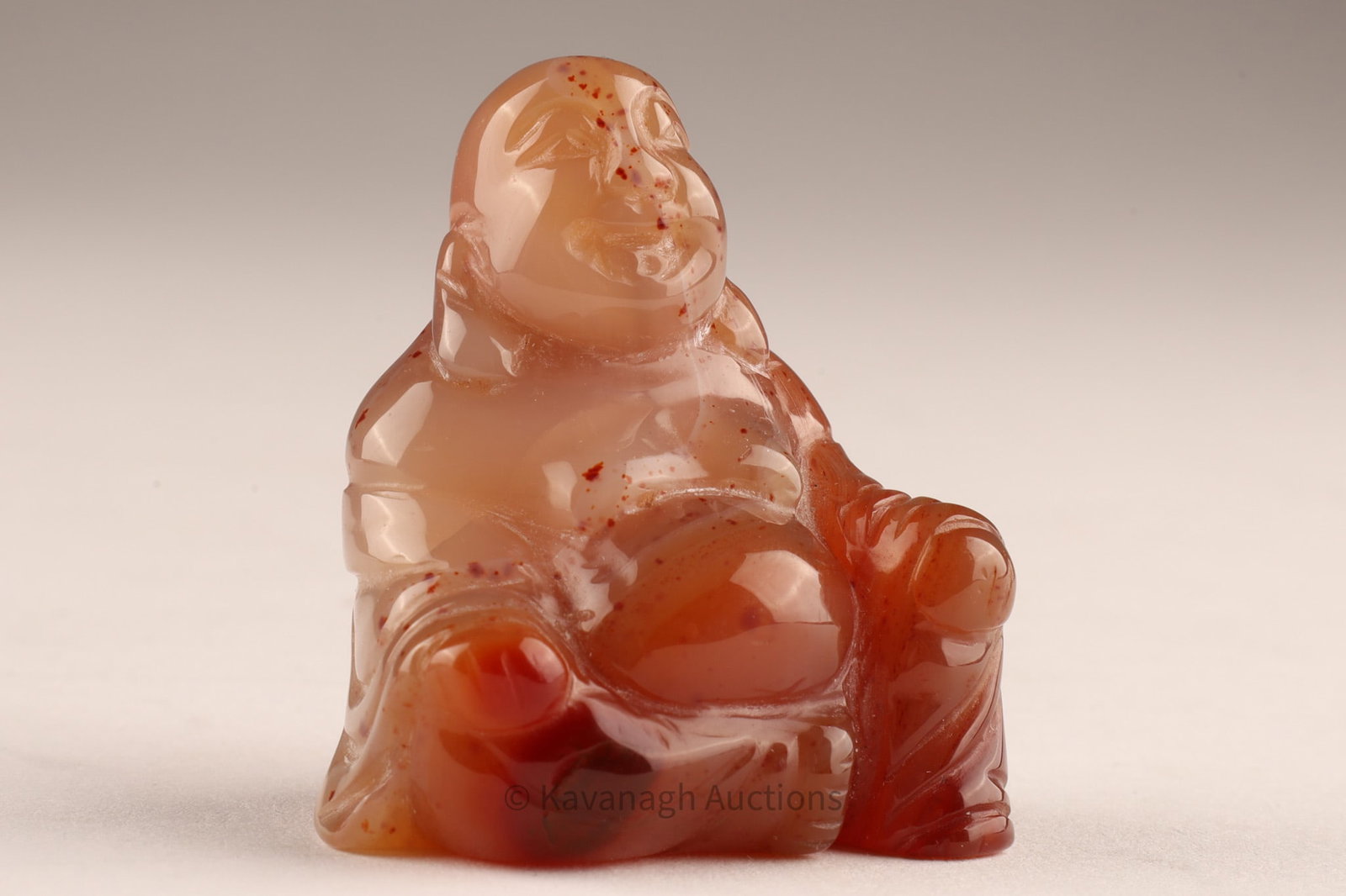 Chinese Carved Agate Laughing Buddha Figure (1 of 7)