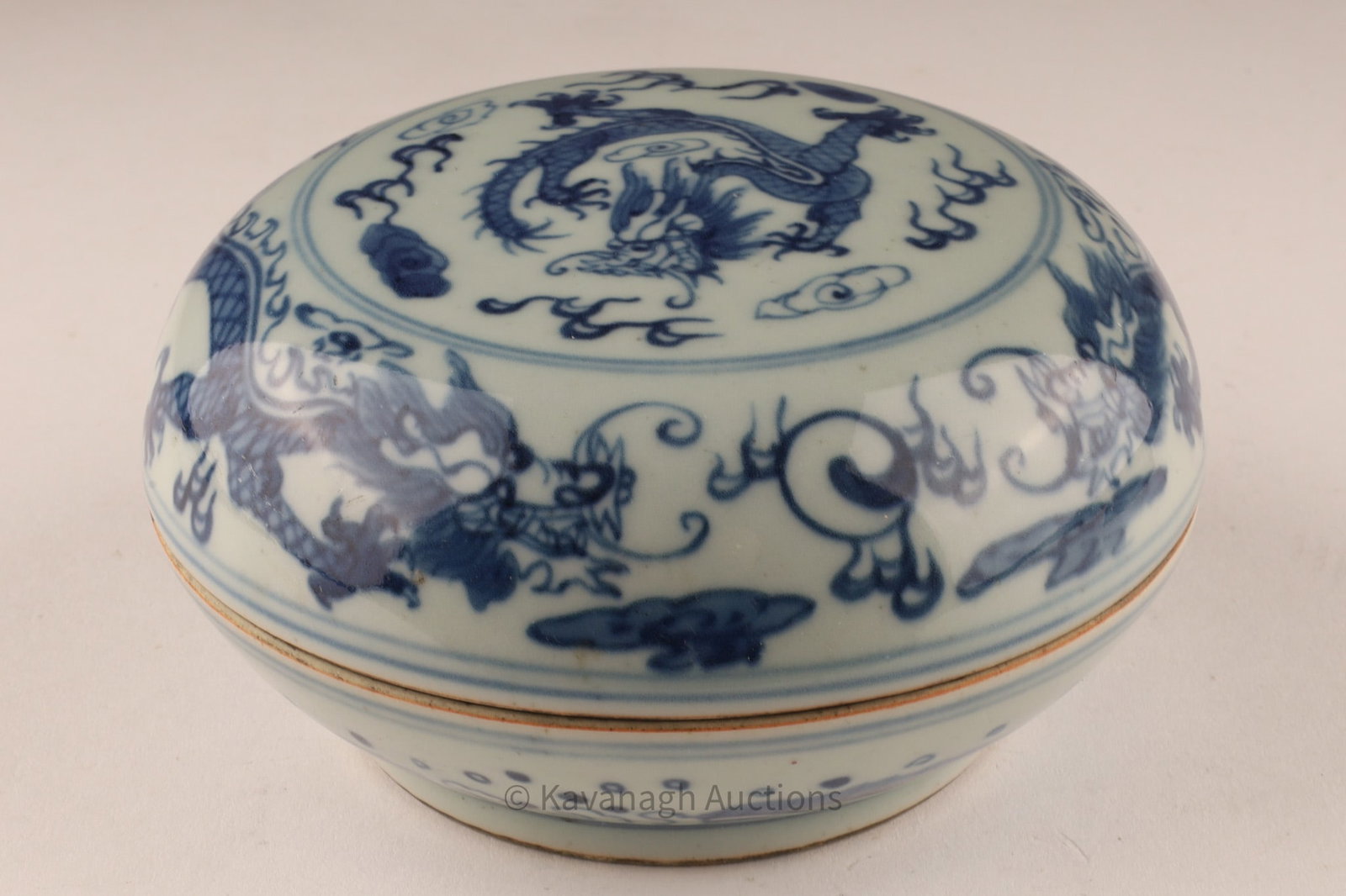 Chinese Blue and White Porcelain Covered Box with Dragon Motif (1 of 8)