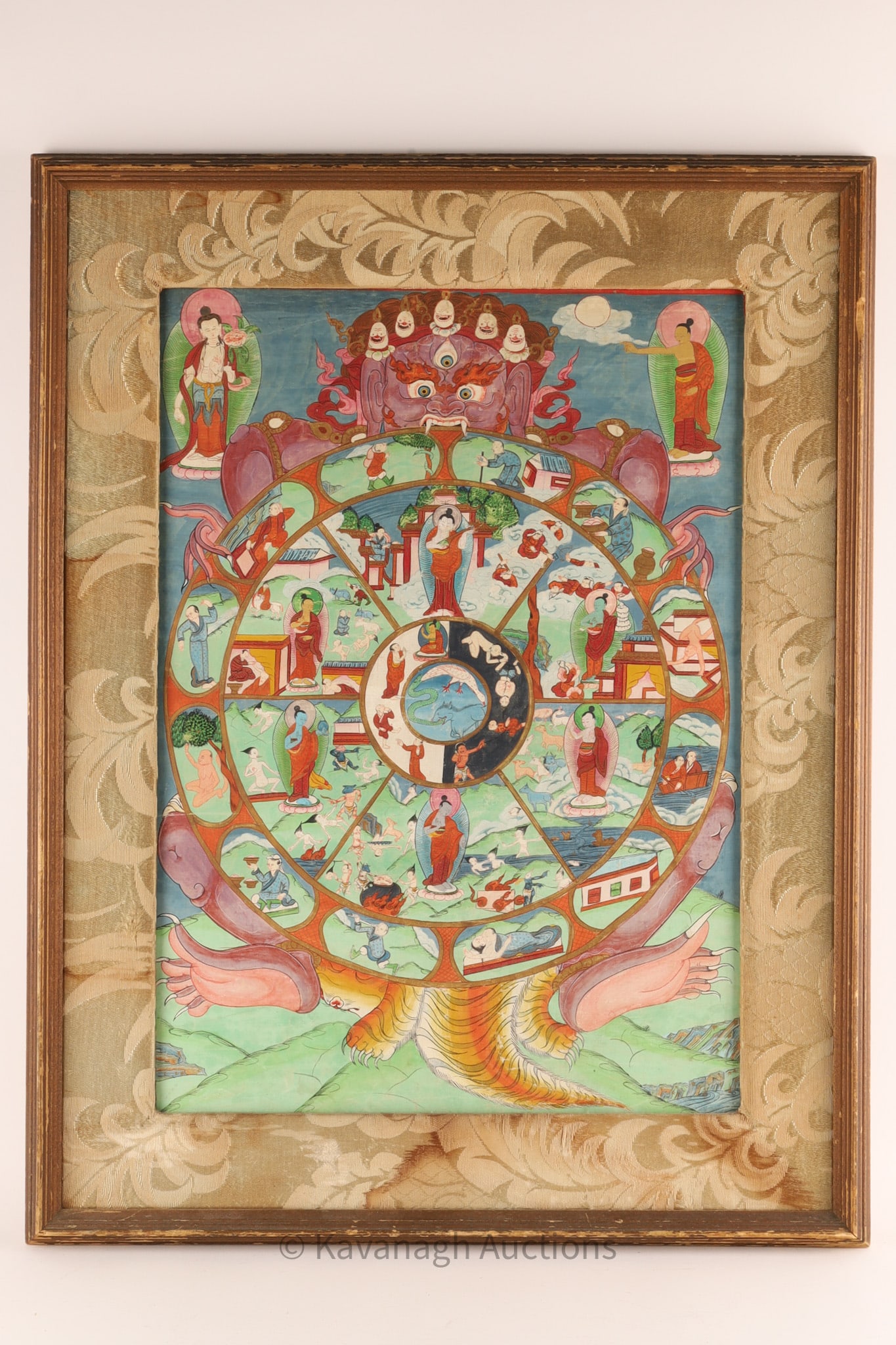 Tibetan Thangka Painting, Mounted Warrior Deity on Horse, Buddhist Iconography (1 of 7)