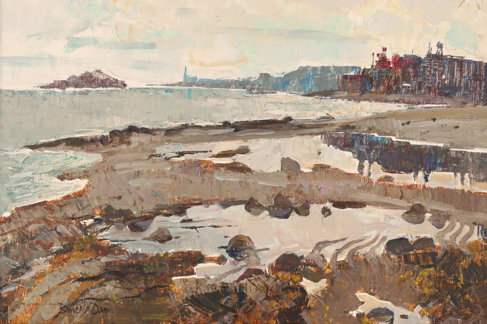 Bruce Le Dain (Canadian, 1928-2009) View of Metis with Boule Rock, 1971 Oil on Board (1 of 6)