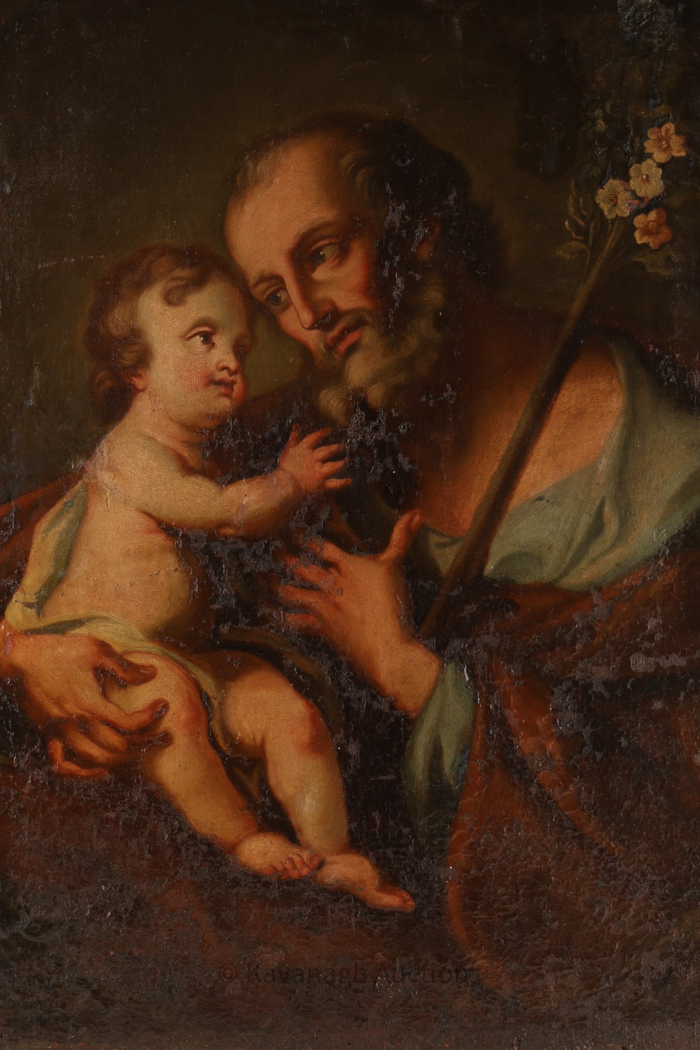 Large 18th c. Italian School Paternity of Saint Joseph, Style of Guido Reni, Baroque Devotional Oil (1 of 13)