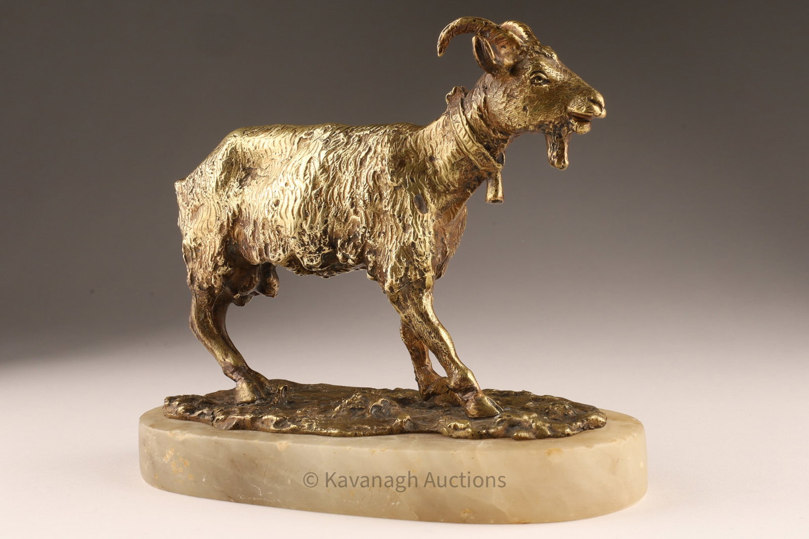 Italian 19th C Gilt Bronze Walking Goat Sculpture on Marble Base (1 of 9)