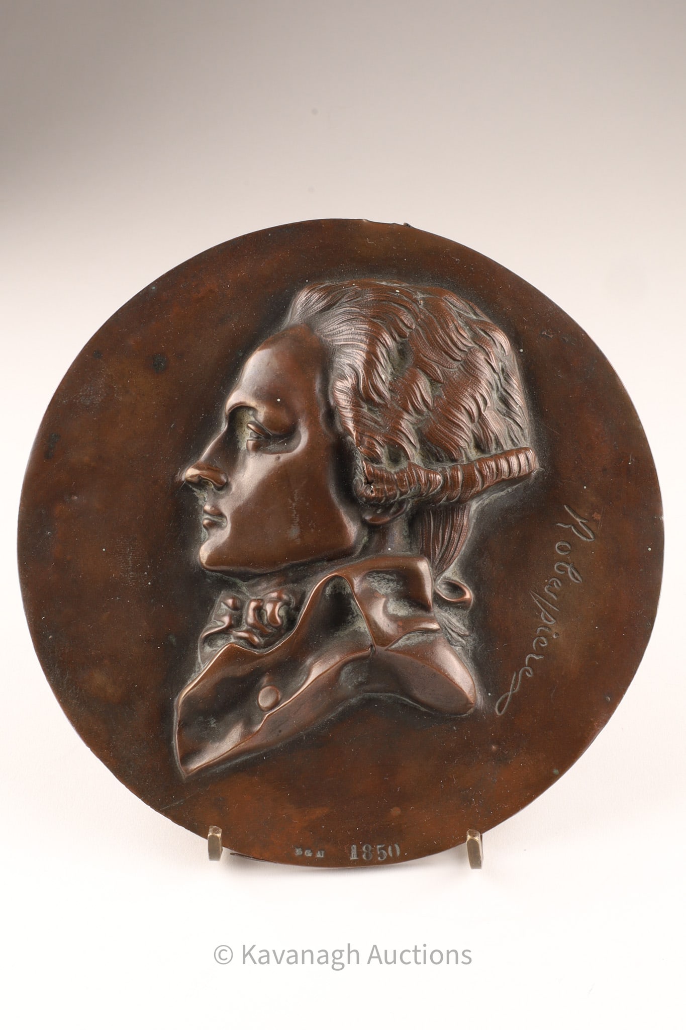 French Robespierre Copper Relief Plaque of Beethoven, Signed, After Pierre-Jean David d’Angers, (1 of 7)